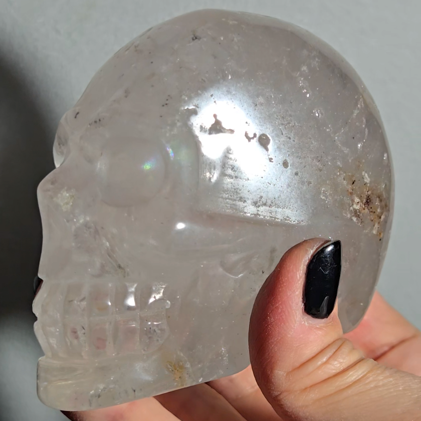 Clear quartz skull with rainbows - CQ49