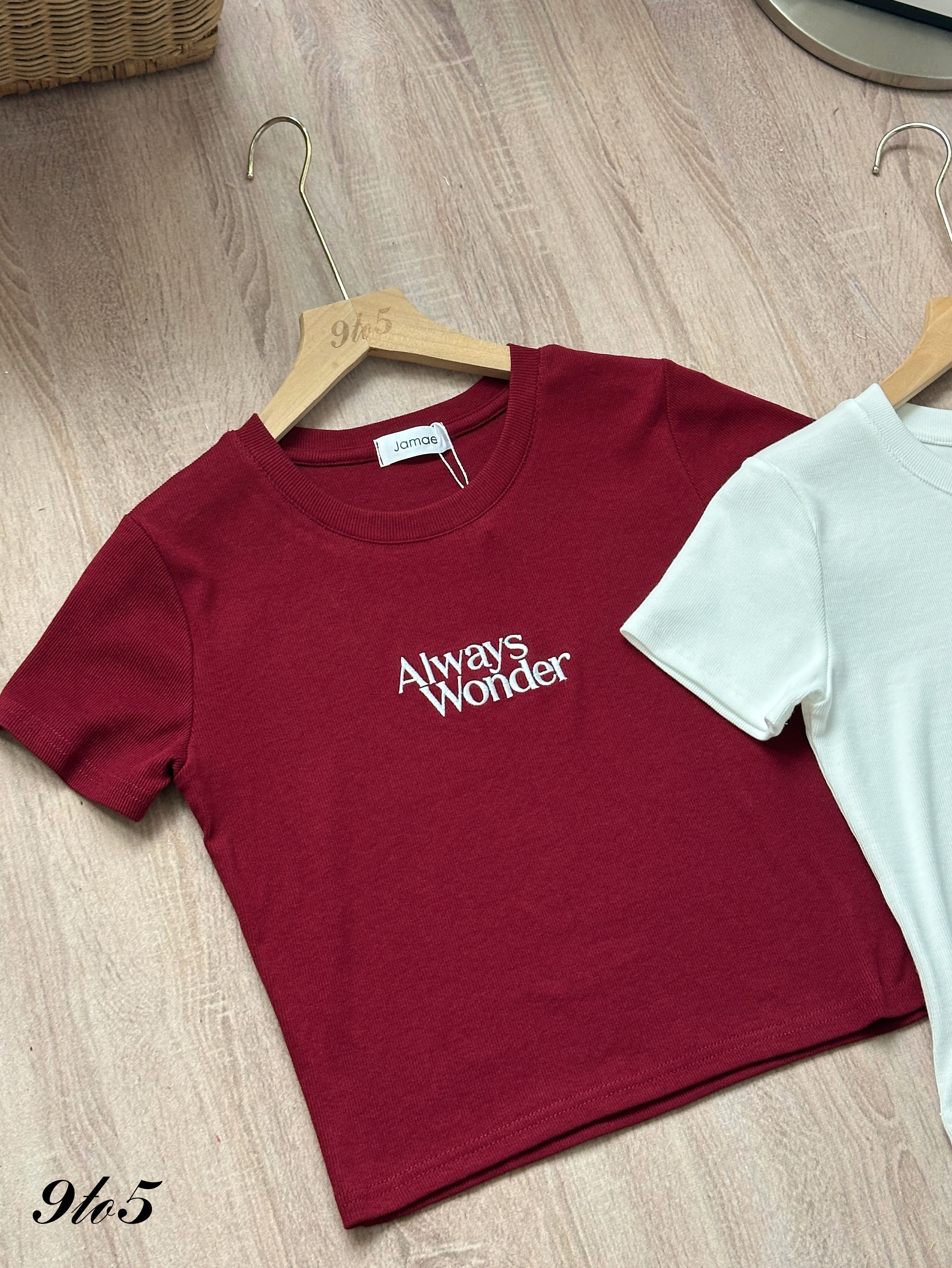 T4367 Embroidery Wording Crop Top - 4 Colors 