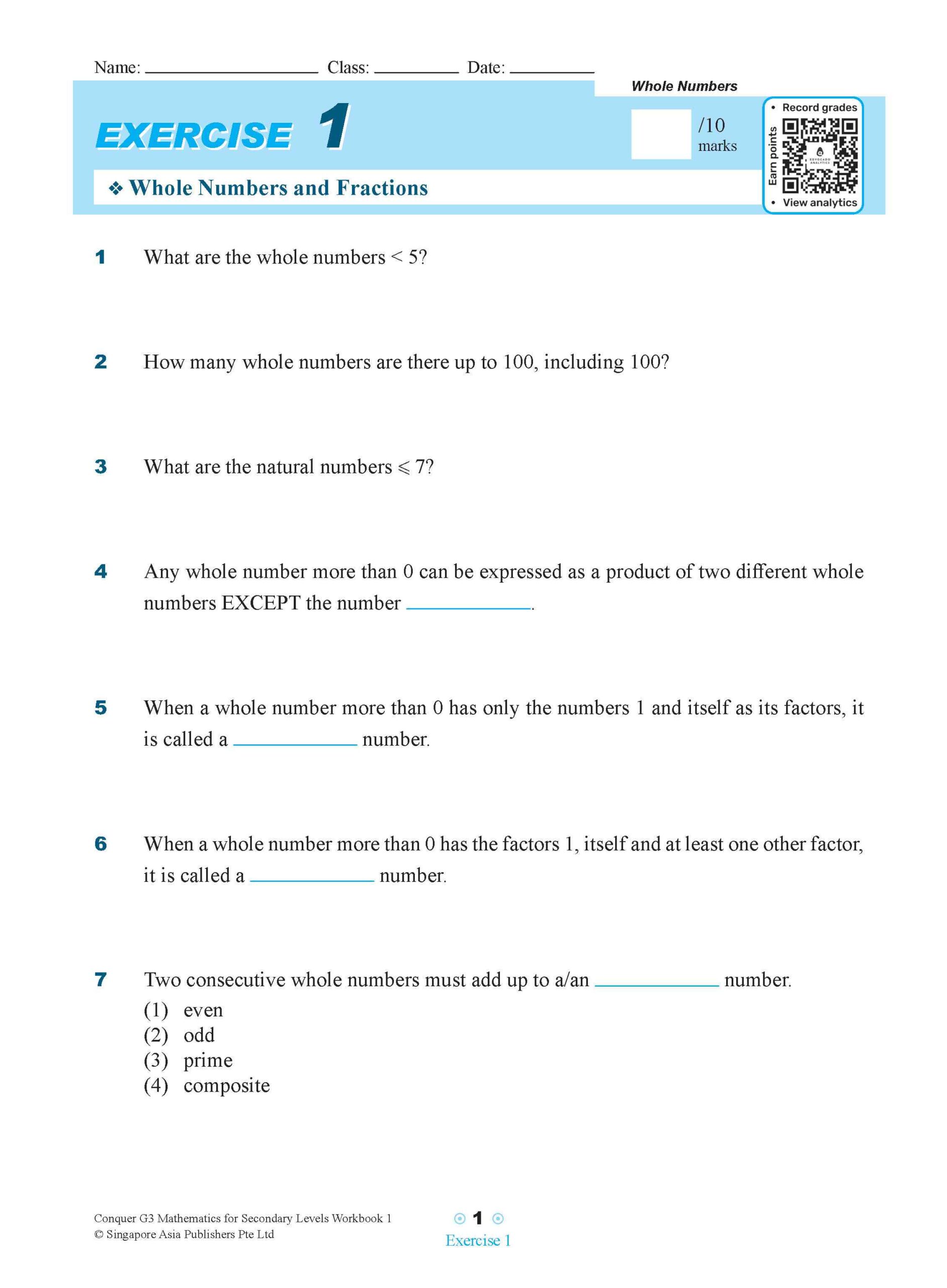 Conquer G3 Mathematics for Secondary 1 
