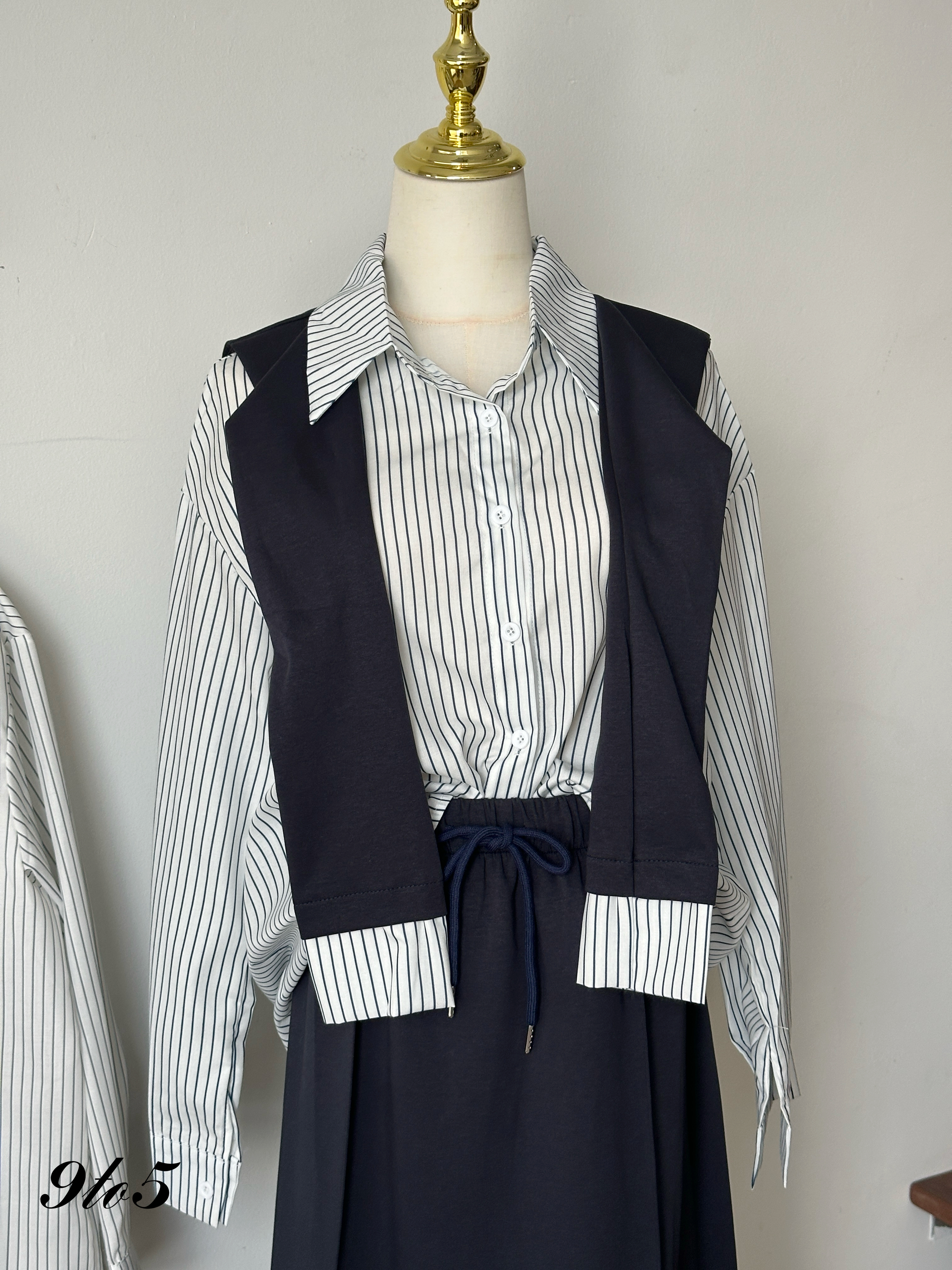 D2347 Preppy Style Matching Set - Blue & Grey