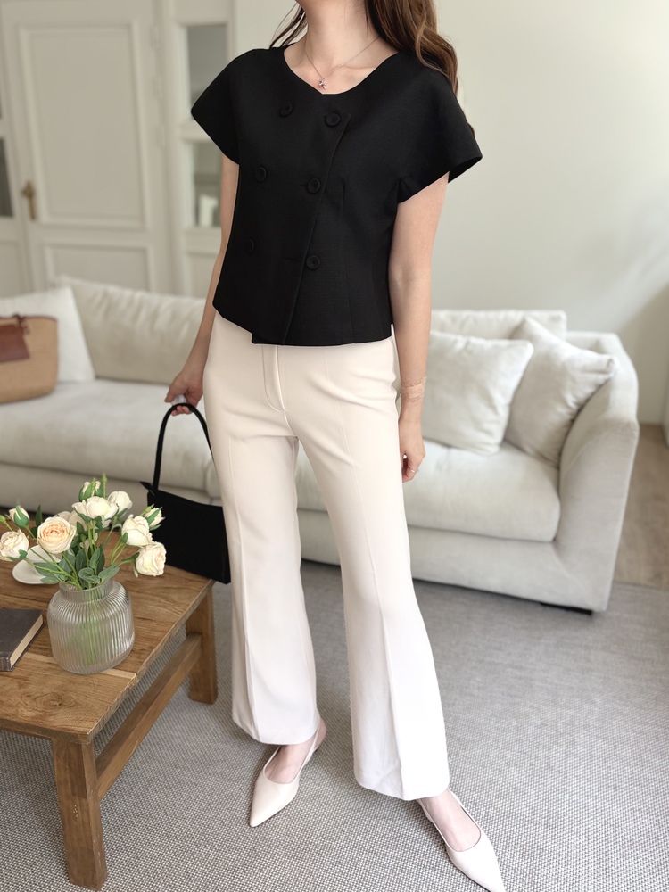 Chloe Double-Breasted Blouse (Black)