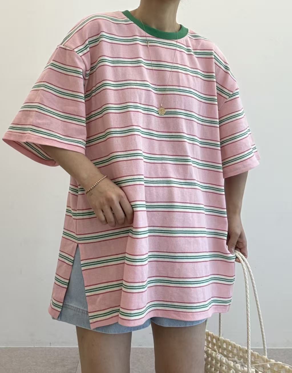 221427 拼色橫間Tee