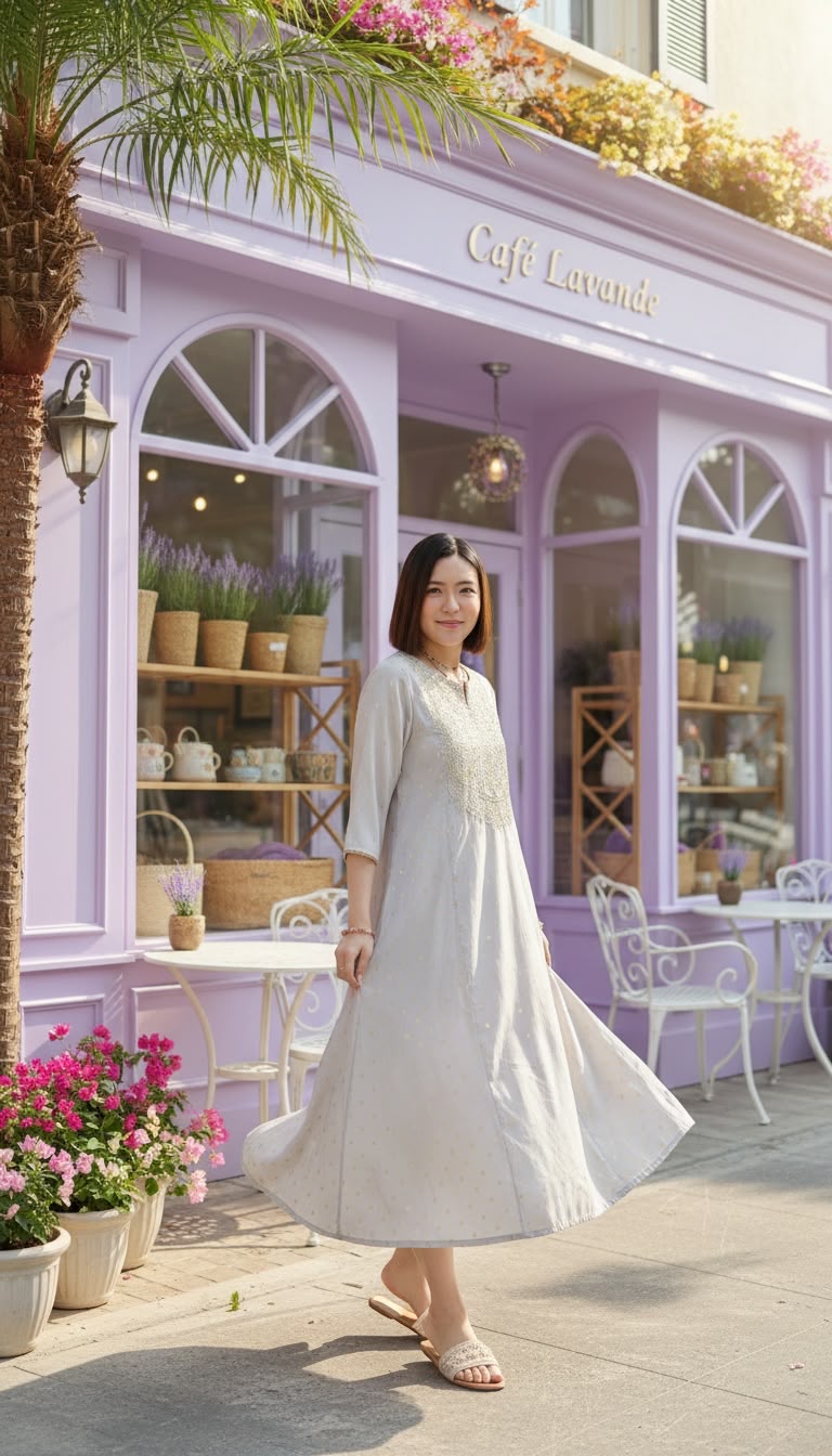 2518 Light Lavender A-Line Golden Emb. OP