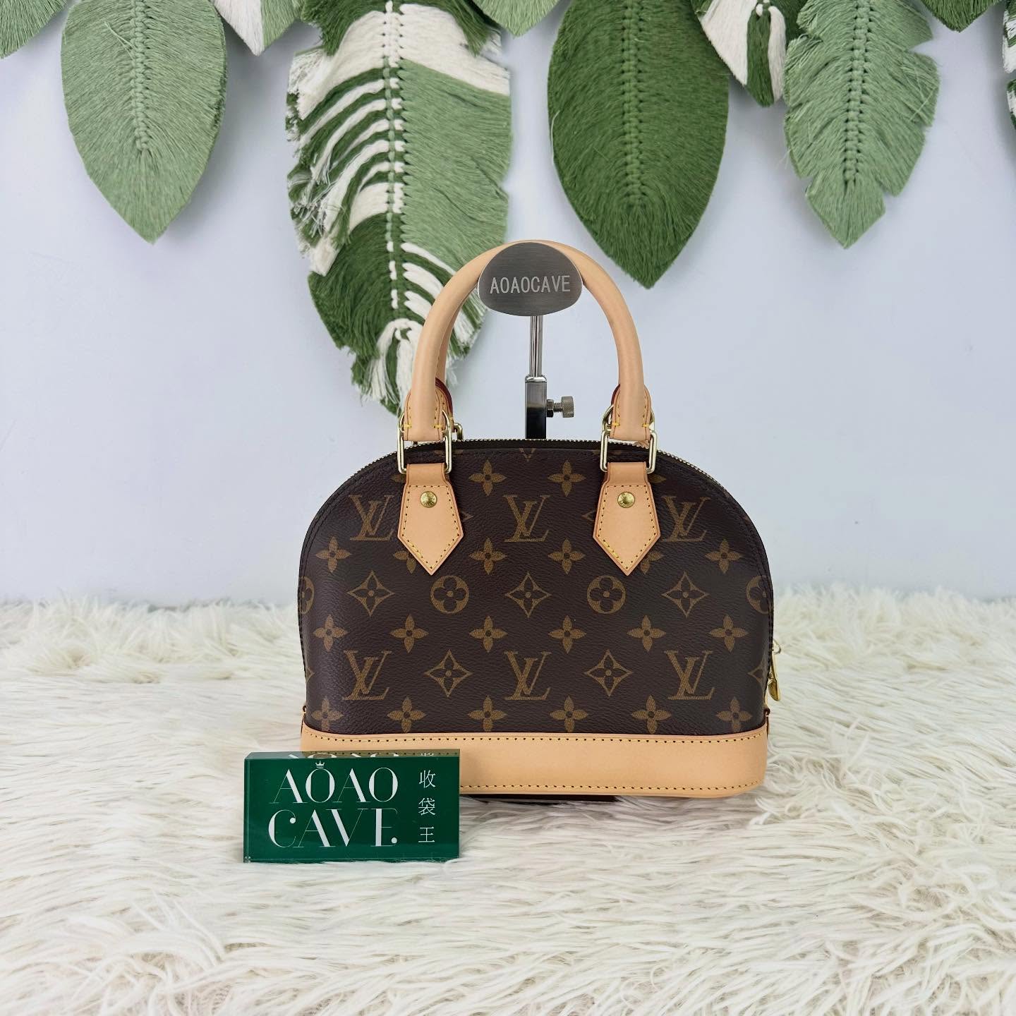 LV 🤍PRE OWNED Alma BB 啡色老花貝殼包 晶片款🤎