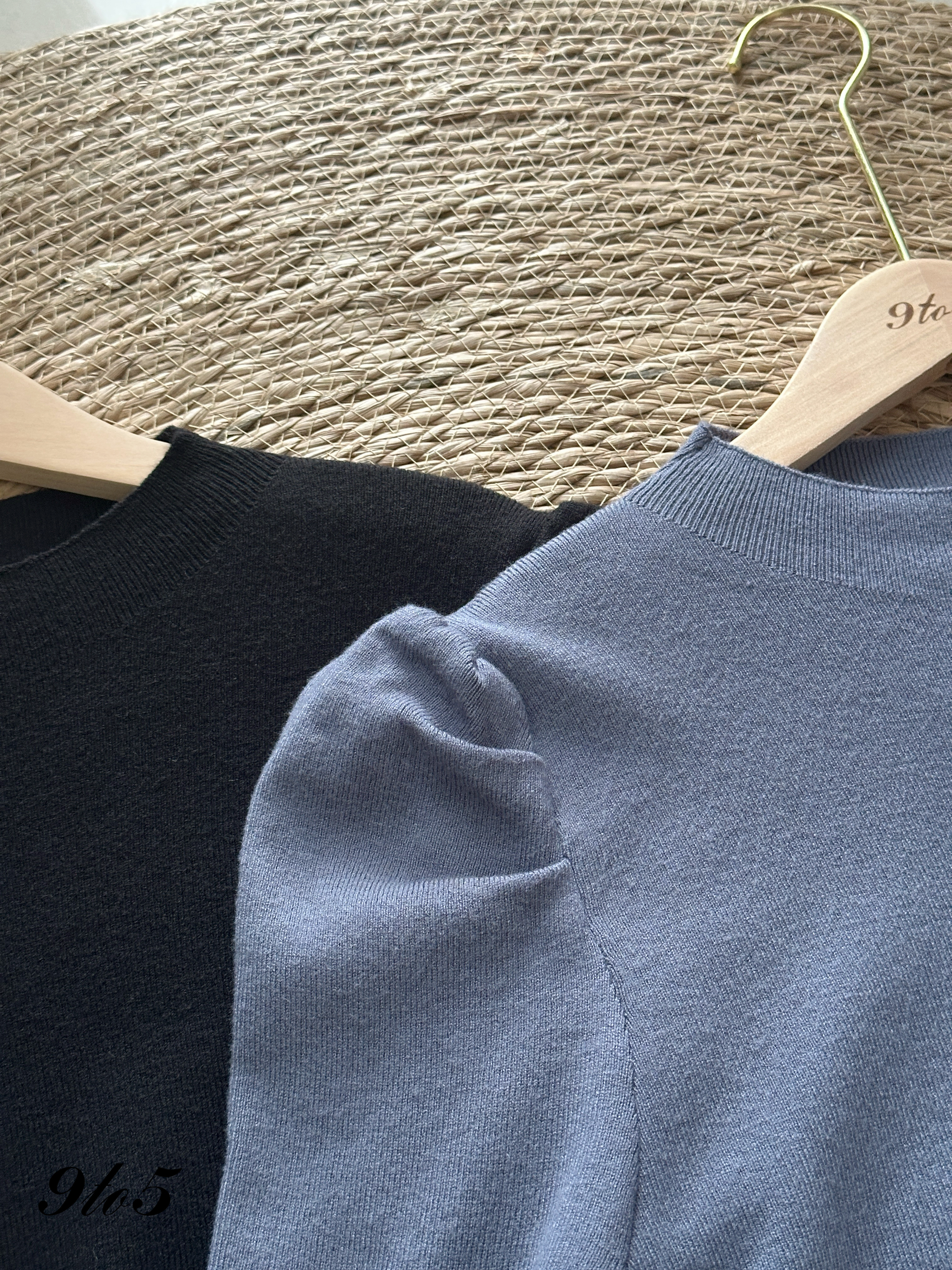 T4244 Mock Neck Puff Sleeve Knit Top - 4 Colors 