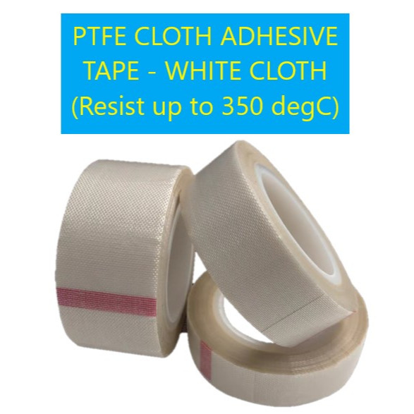 Heat Resistant WHITE cloth PTFE adhesive tape - ECO GRADE t0.13mm* Width Variation (mm) * 10 metre per roll