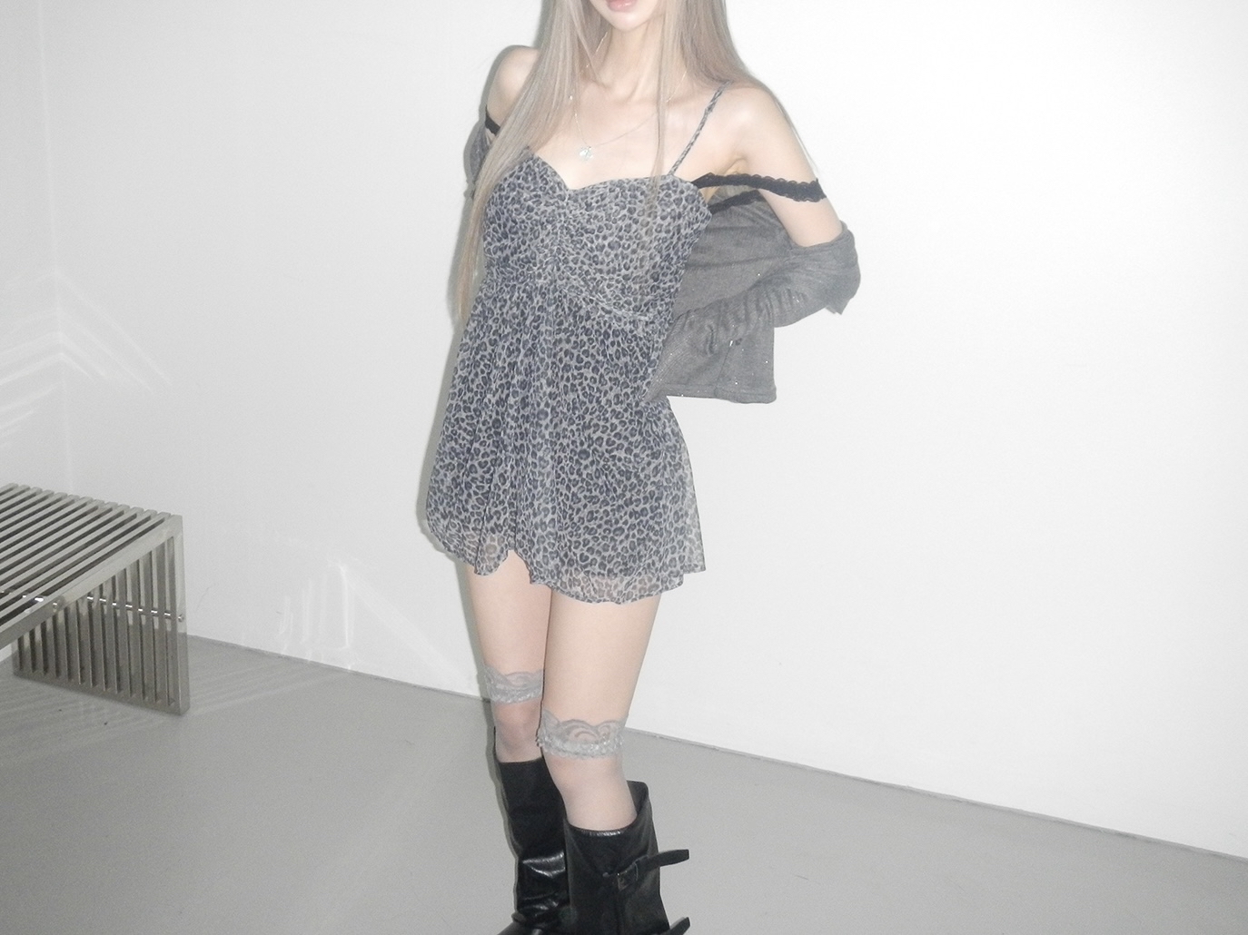 Leopard Mesh Cami Dress