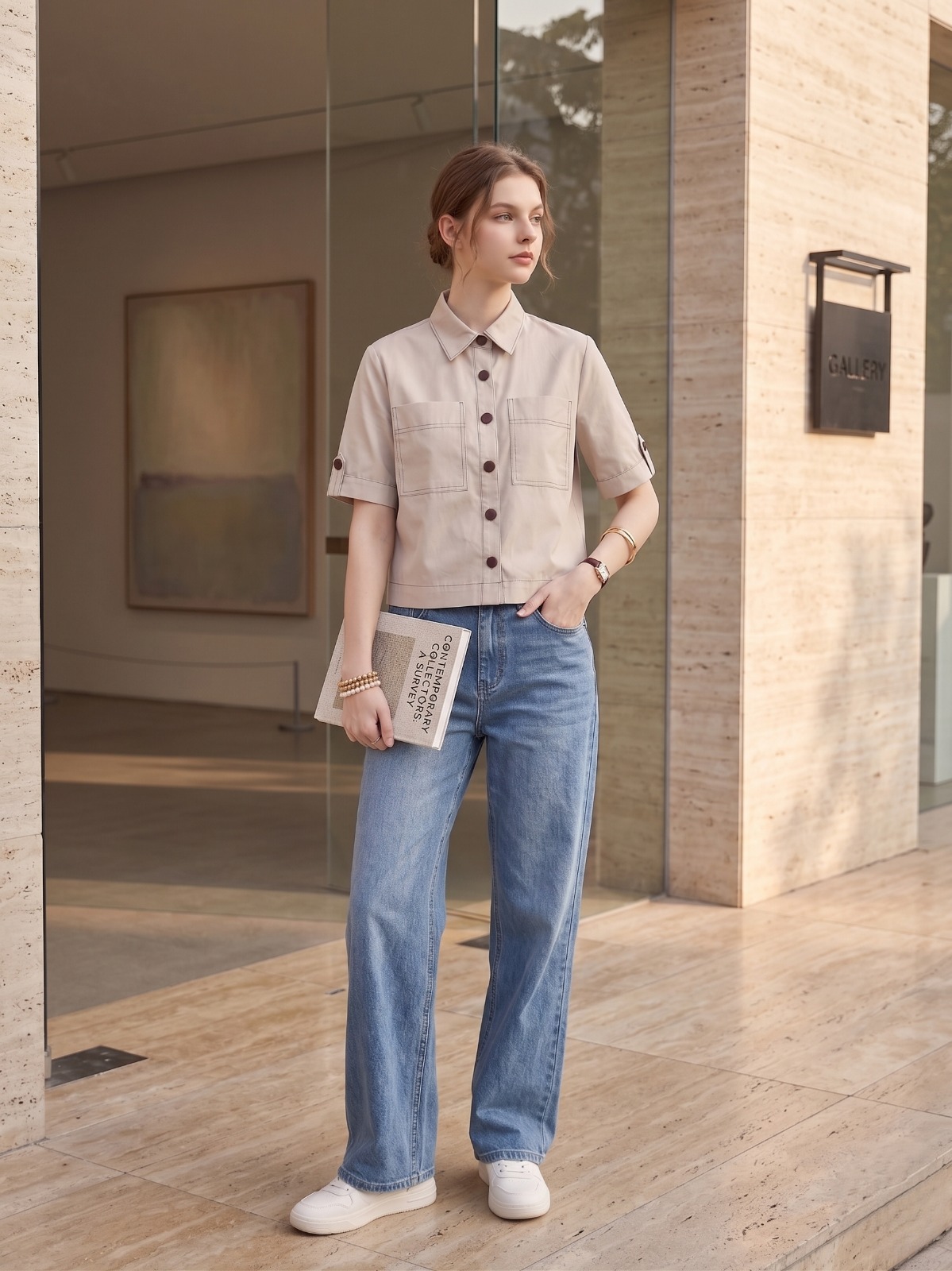 2135BB Celeste Contrast Button Utility Shirt