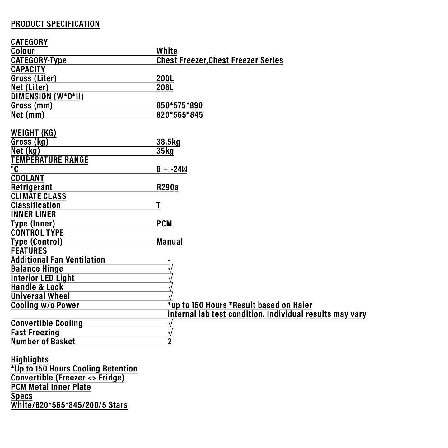 Haier 232L Chest Freezer (BD-248HME)
