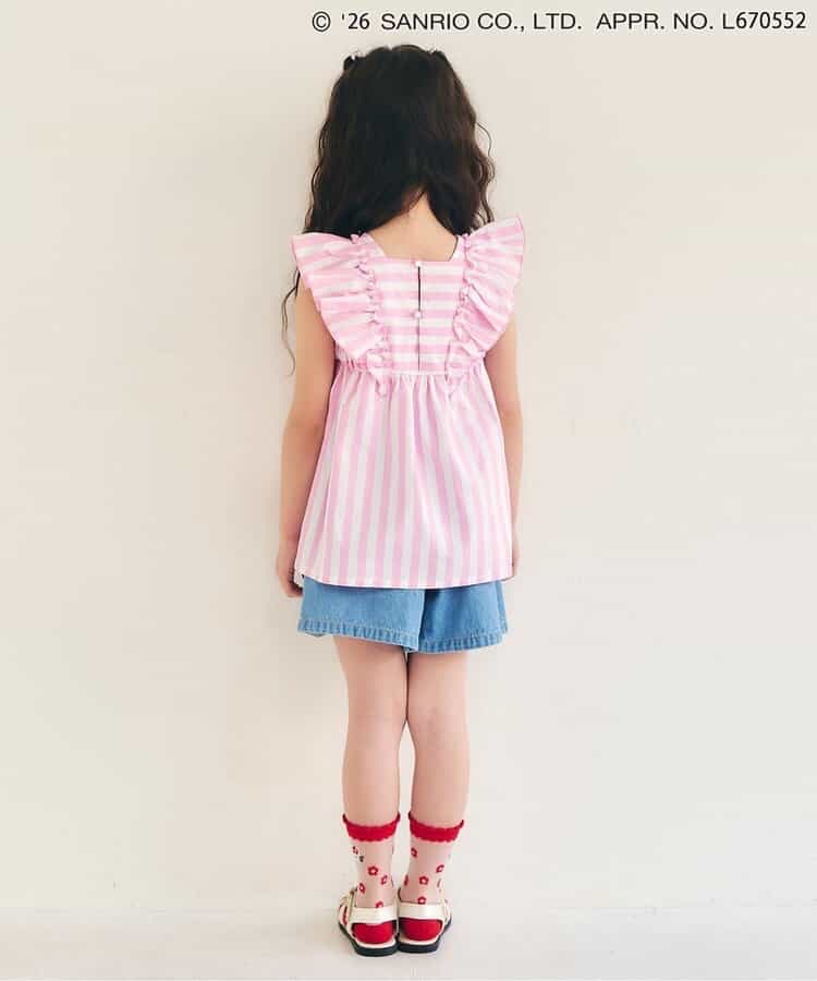 🇯🇵預訂 日本直送🇯🇵Apres les cours x Sanrio系列兩色人物刺繡蕾絲花卉荷葉邊條紋上衣