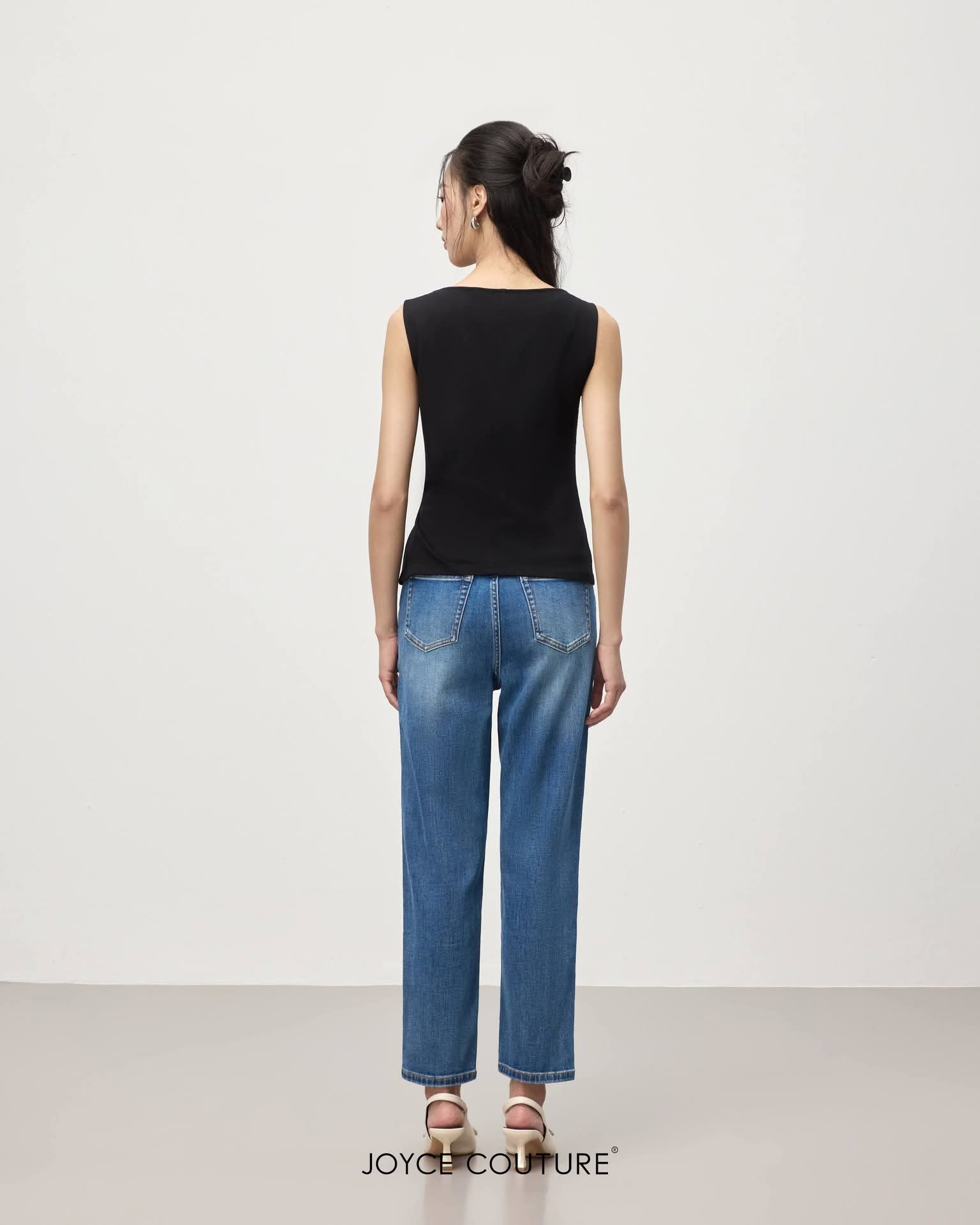 船型领口收腰设计上衣 T0154