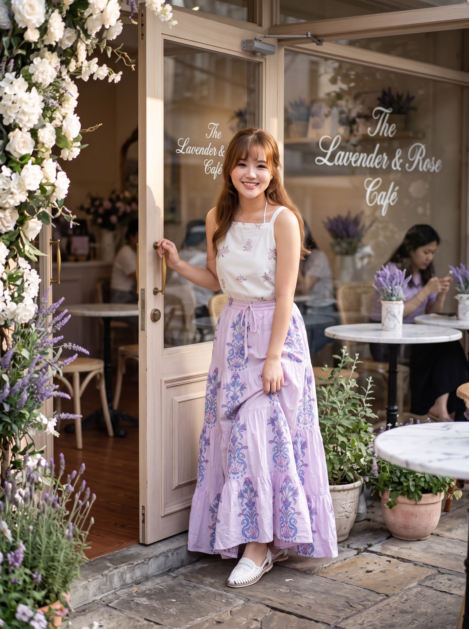 2874 Powder Pink 4 Layers Purple Fafa Skirt 41"