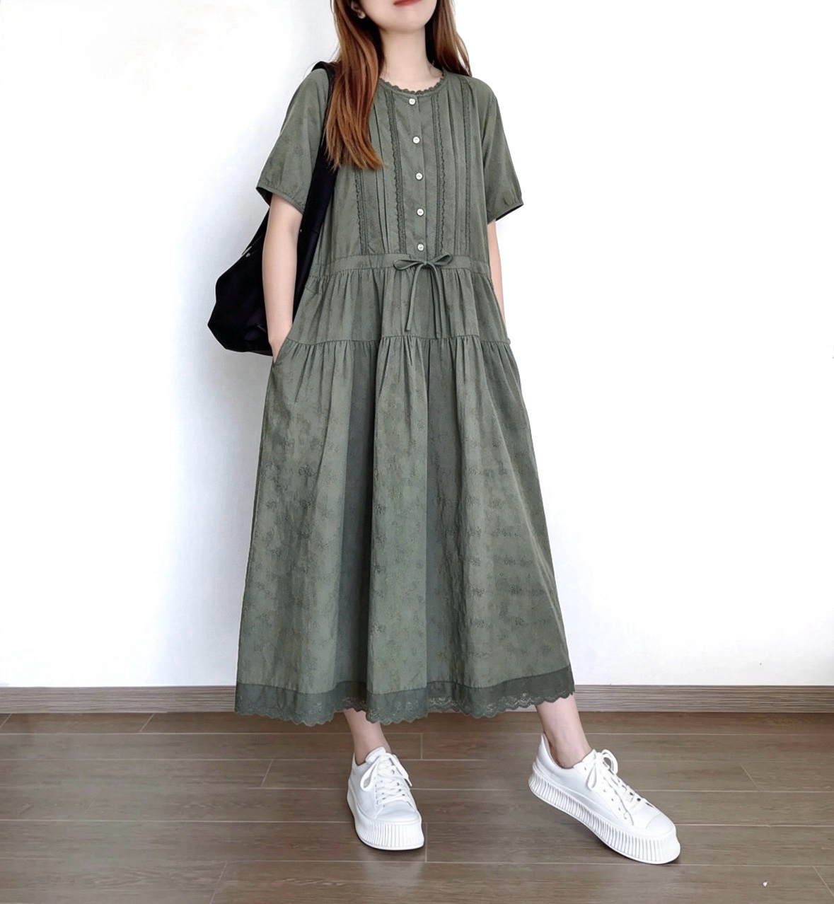 ☀️夏日優惠☀️ 日系刺繡花邊束繩Ops
