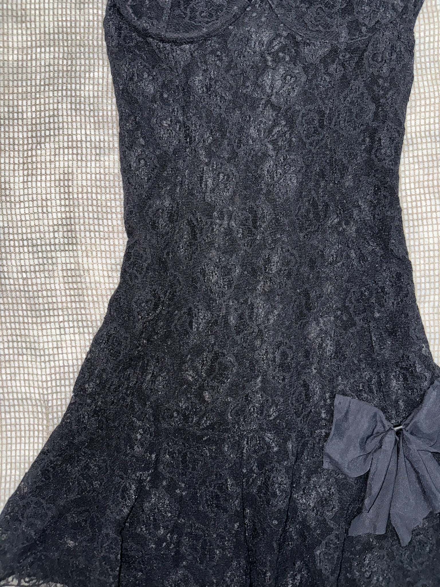 Sheer Lace Cami Dress with Bow Detail