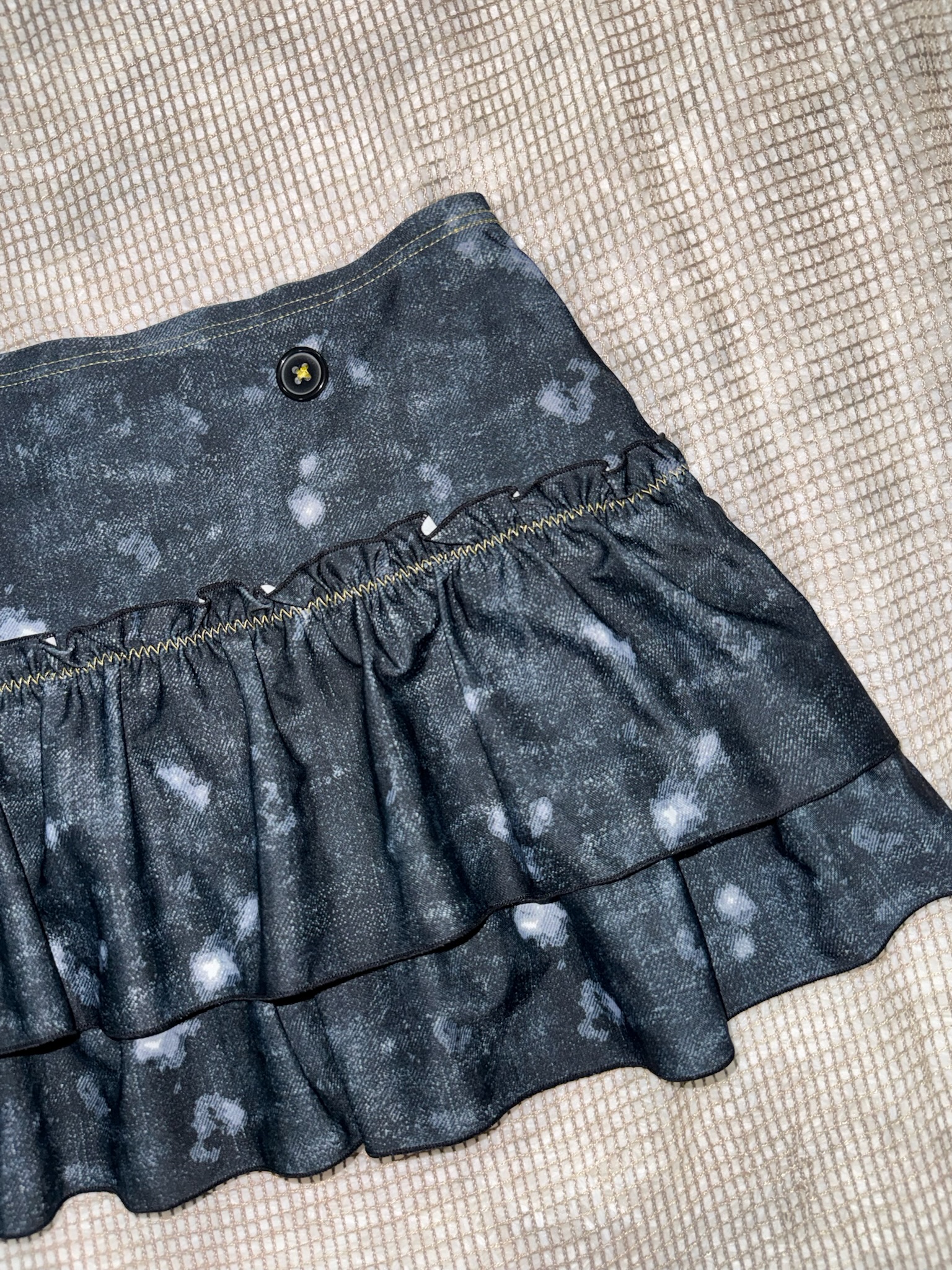 Tie-Dye Tiered Skirt with Button Detail