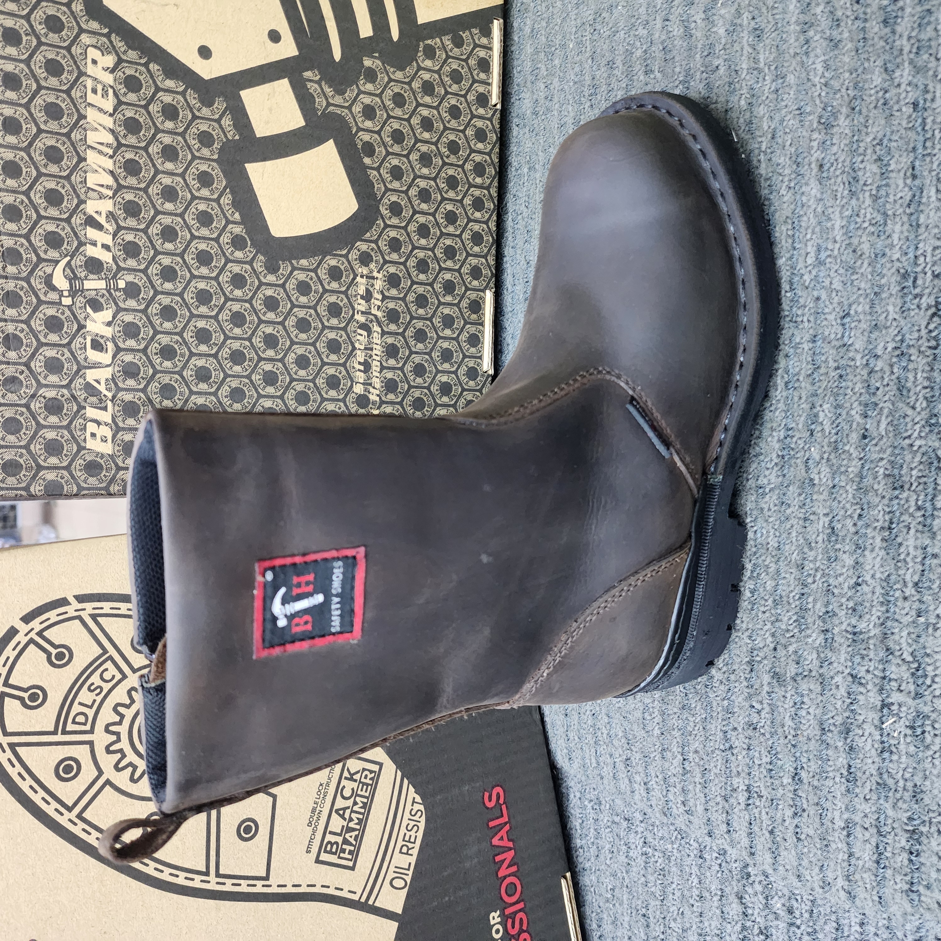 BLACK HAMMER 4665 HIGH CUT ZIP BROWN SAFETY SHOES STEEL TOE LEATHER Kasut Keselamatan