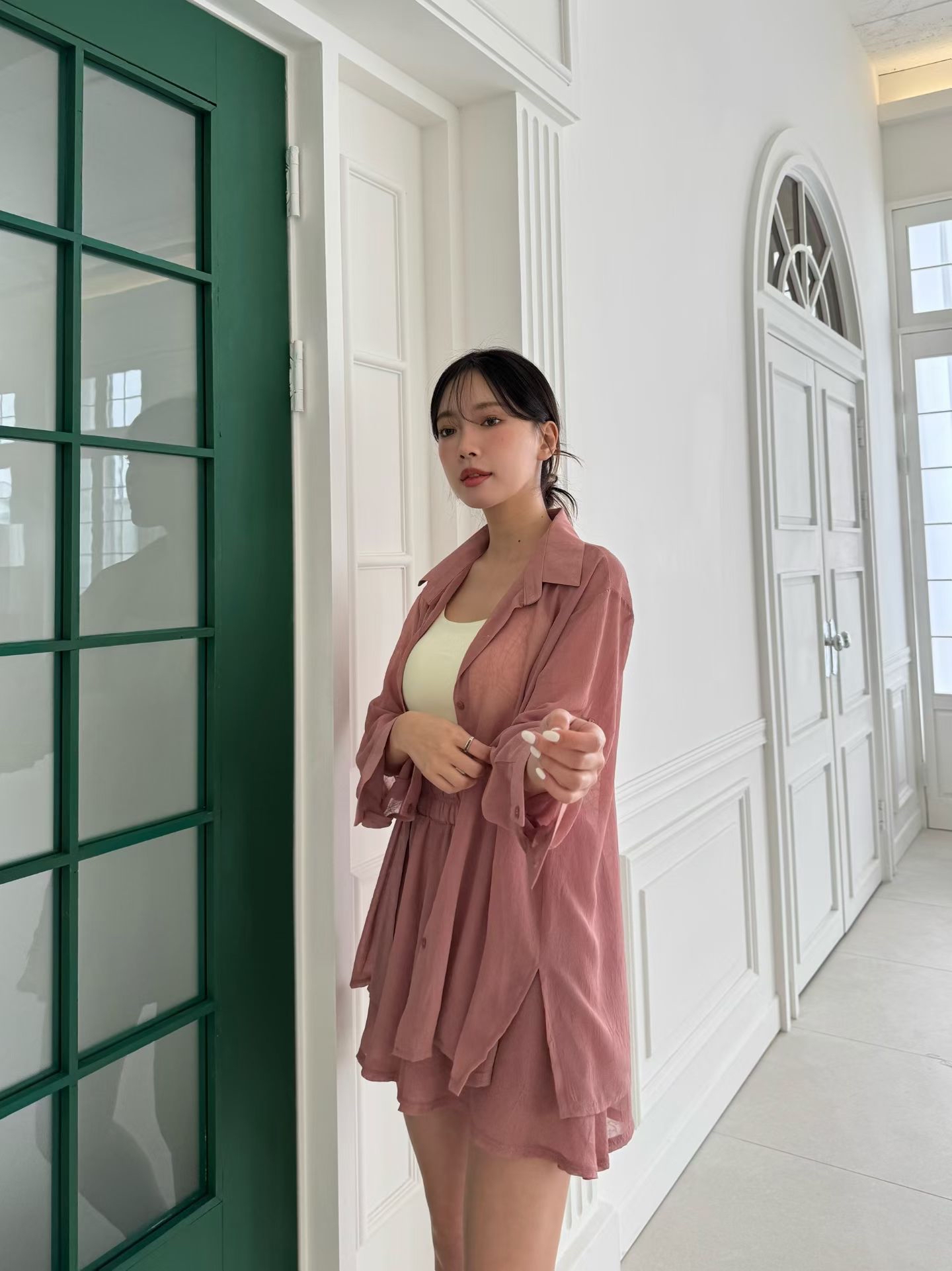 M14 薄透防曬開胸恤