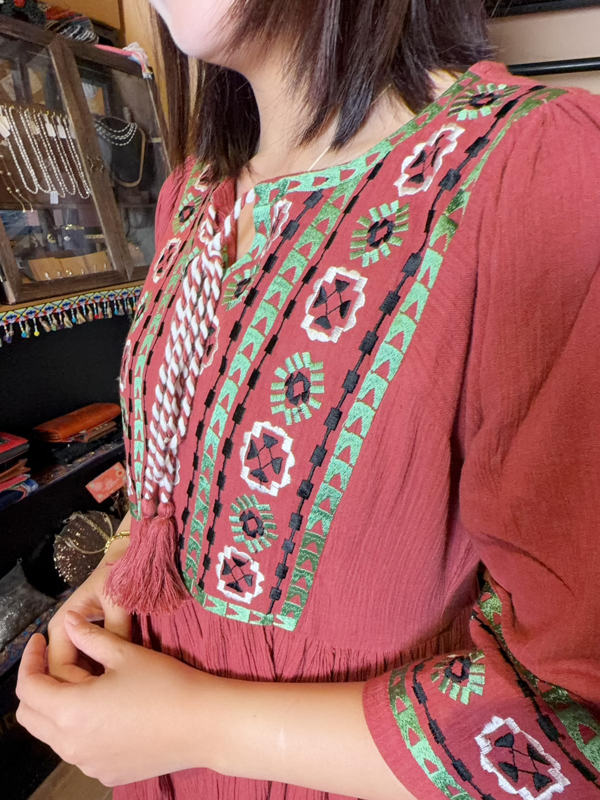 Brick Red Emb. OP 43" #1465