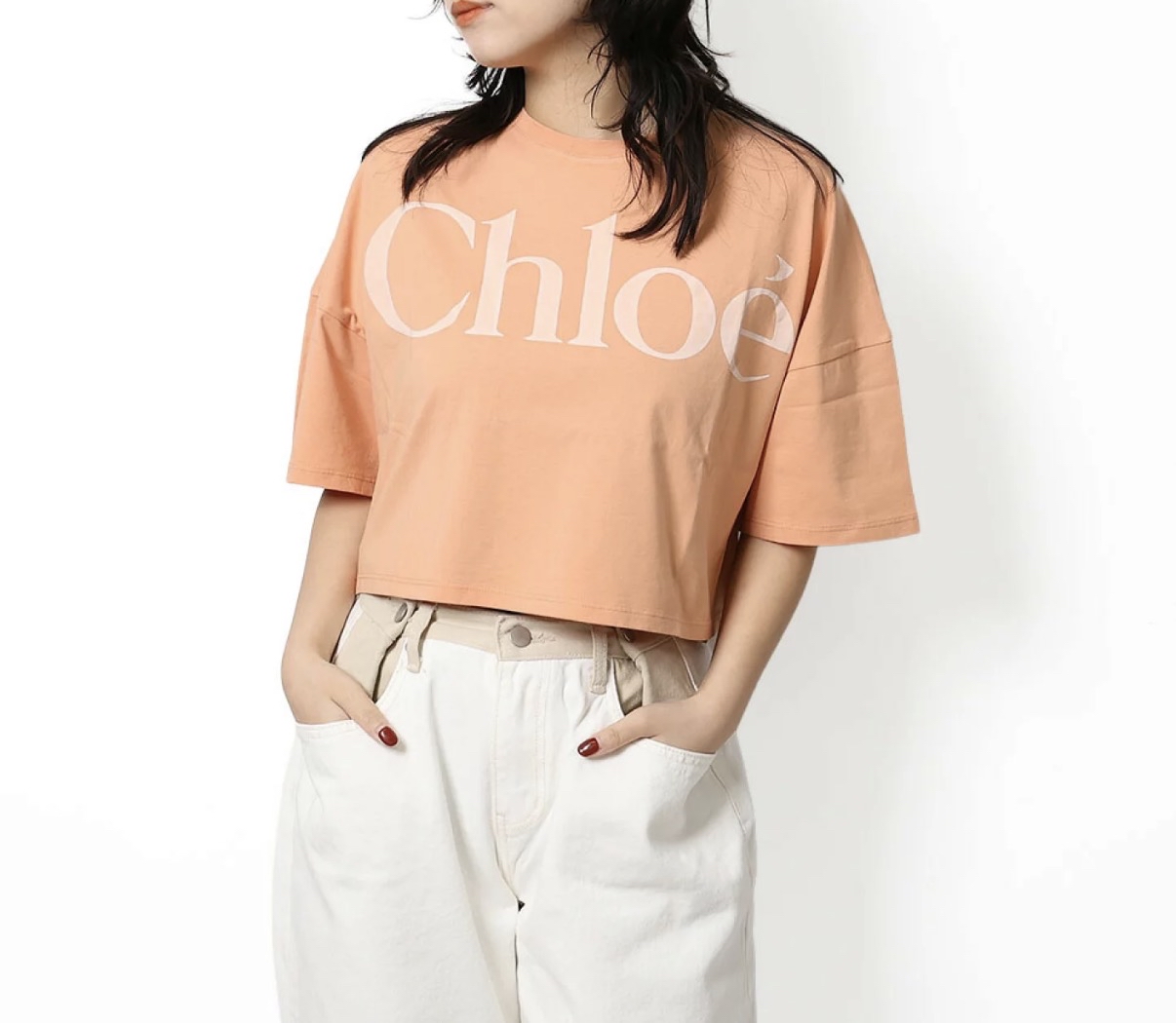 CHLOE  CROPPED LOGO T-SHIRT (14Y)