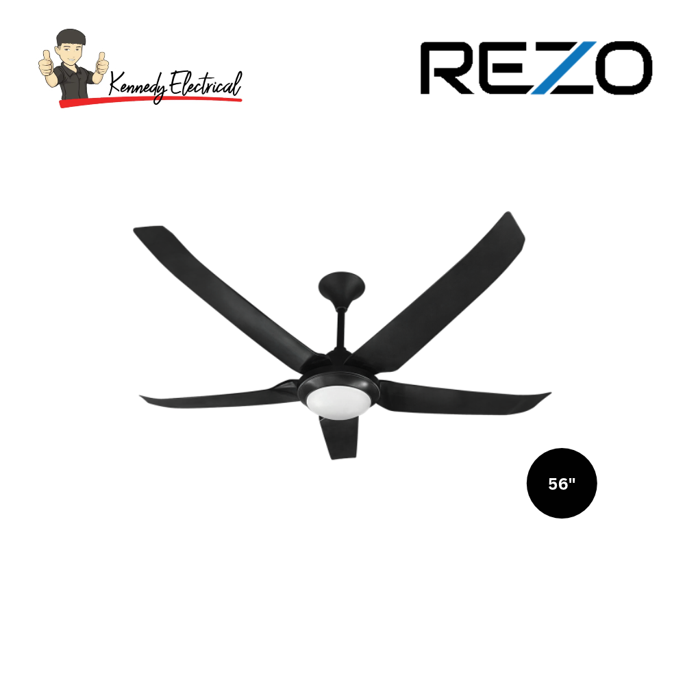 Rezo 56" 5-Blade DC Motor Ceiling Fan with LED (MR56DC LED - Matt Black)
