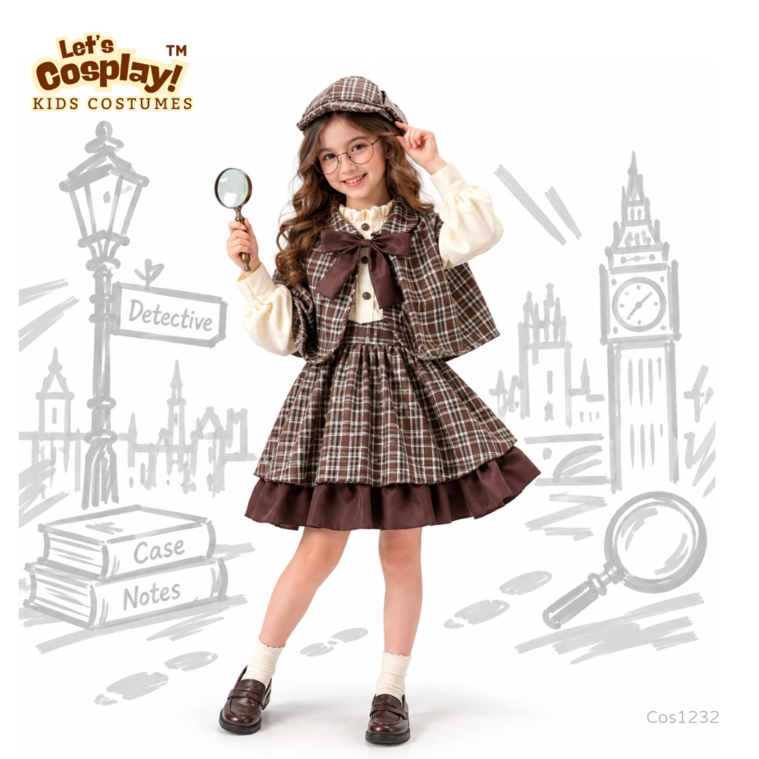 Lets Cosplay 兒童小偵探服裝 女童 Detective Costume｜學校職業日 World Book Day 萬聖節 COS1232