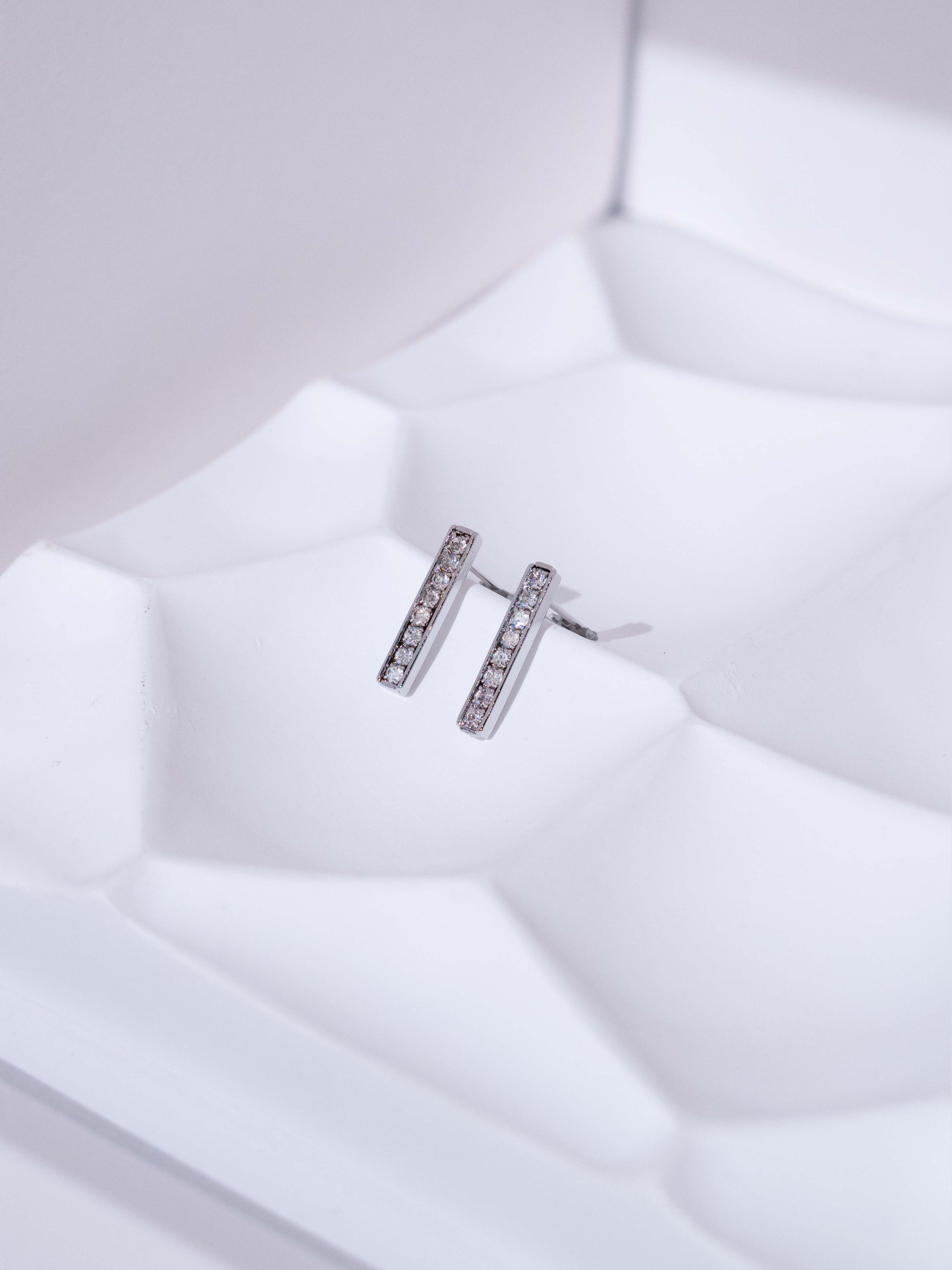 Pave Bar Stud Earrings