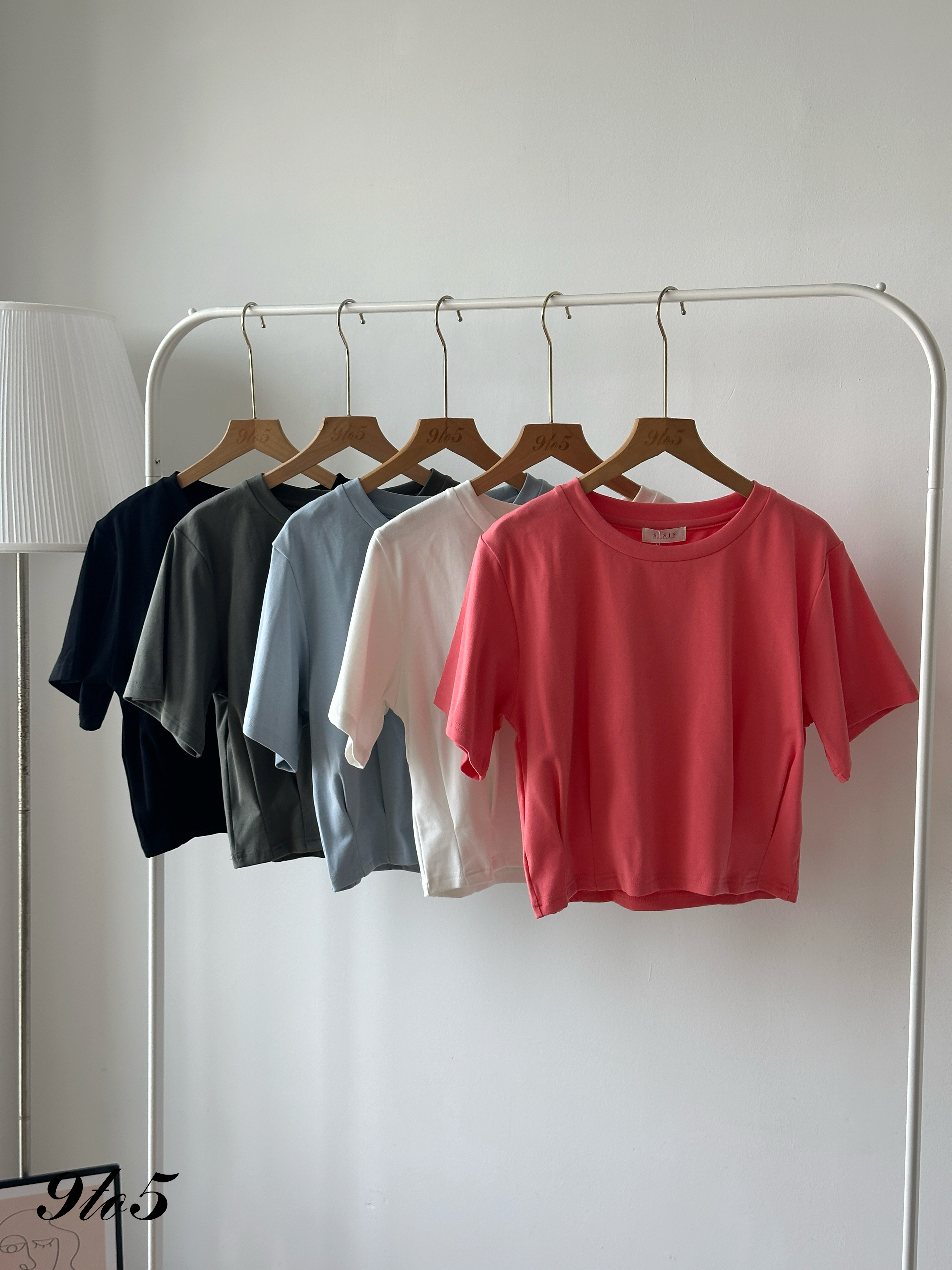 T4370 Short Sleeve Waisted Crop Top - 5 Colors 