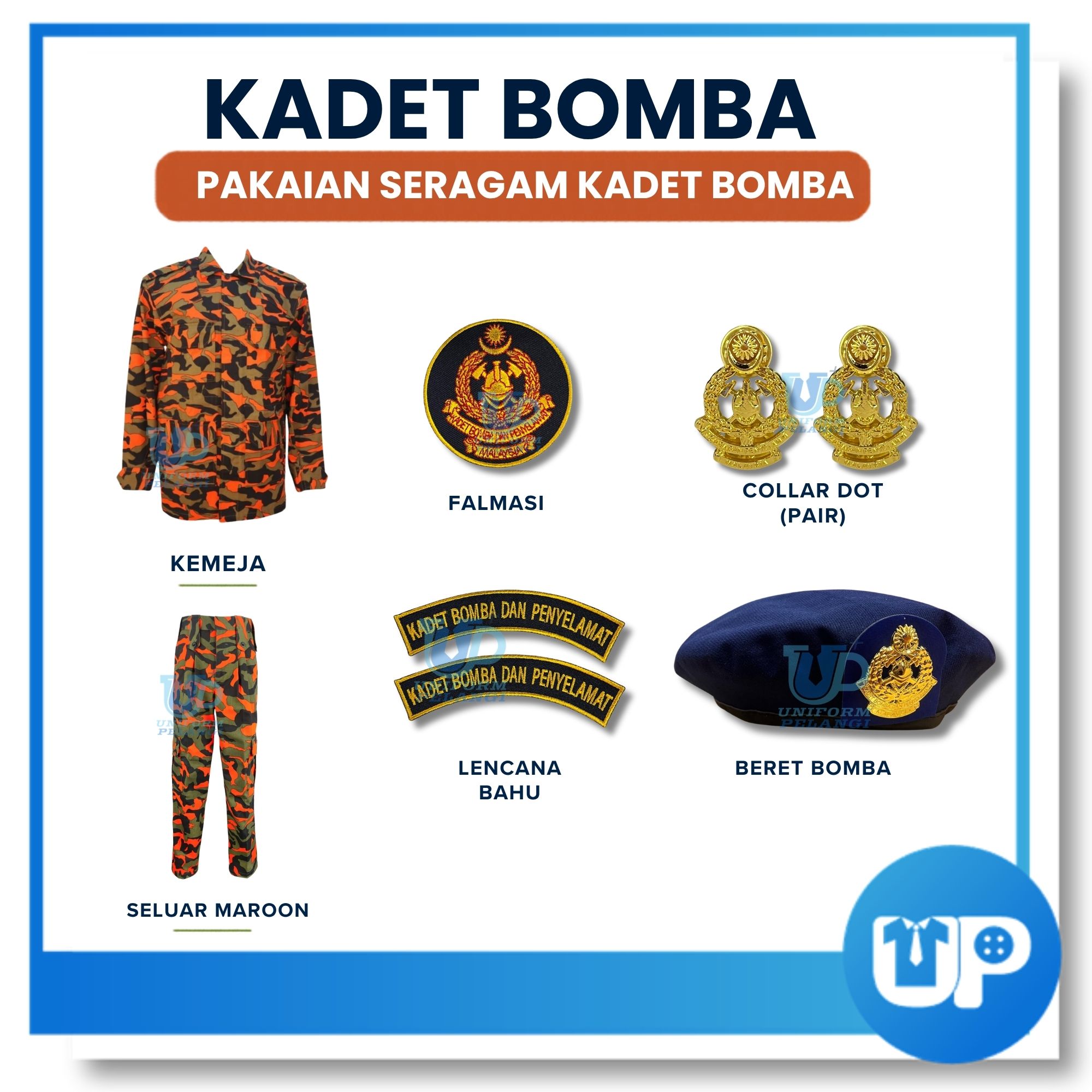 (SET LENGKAP) Kadet Bomba Pakaian Seragam Uniform Lengakap Sekolah Menengah