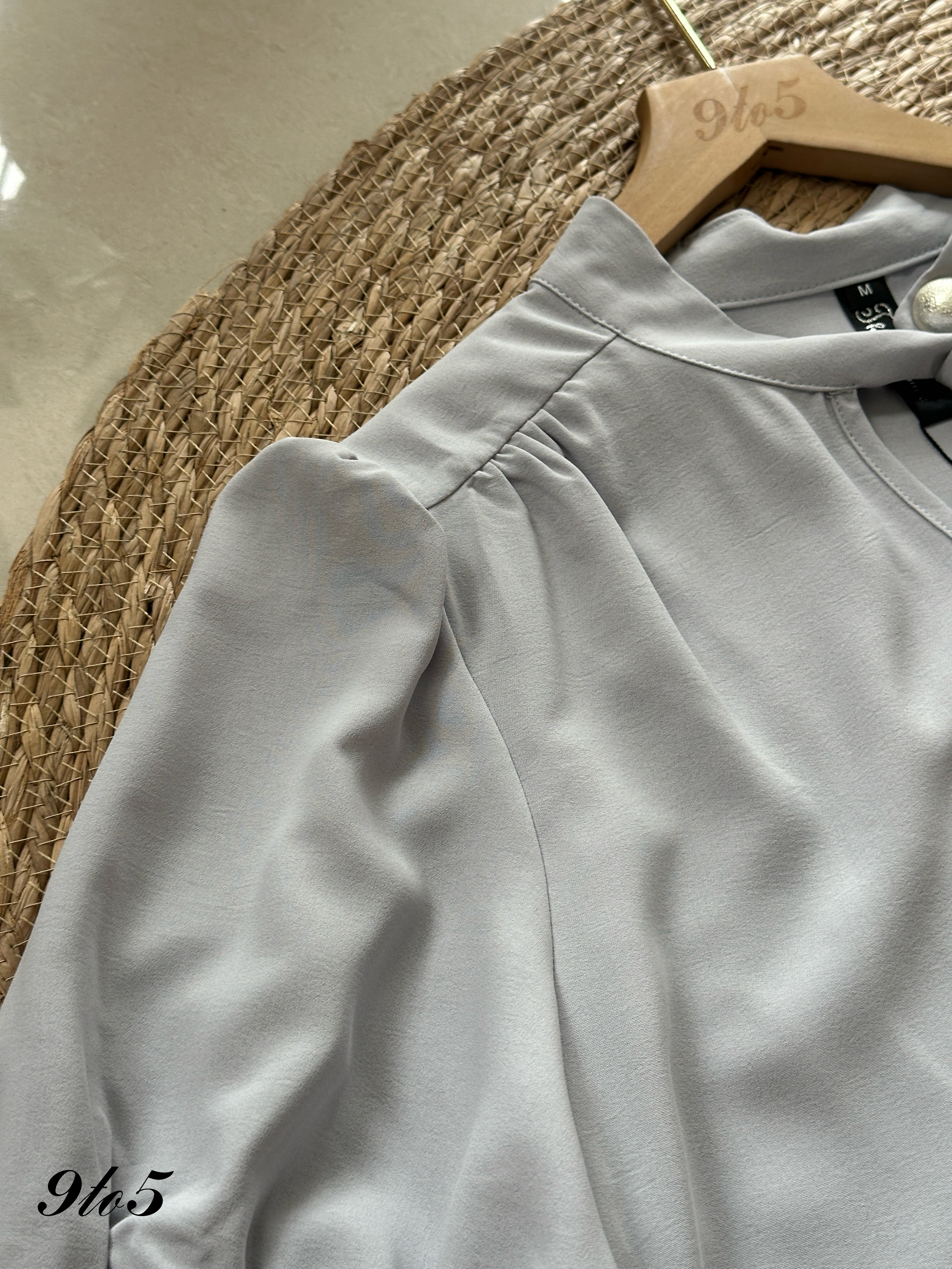 T4148 Mock Neck Puff Sleeve Shirt - 4 Colors 