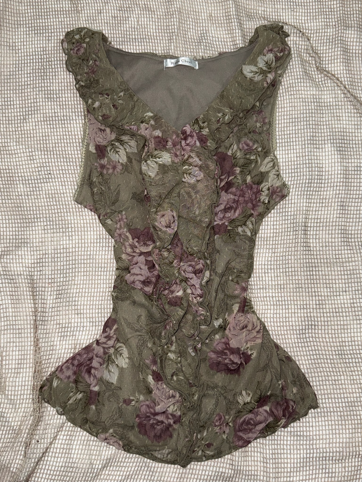 Vintage Rose Sleeveless Chiffon Blouse