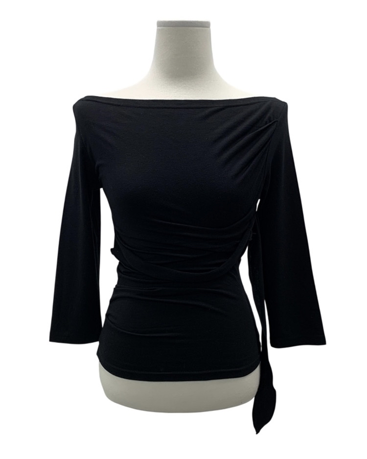 Asymmetric Ruched Boatneck Top