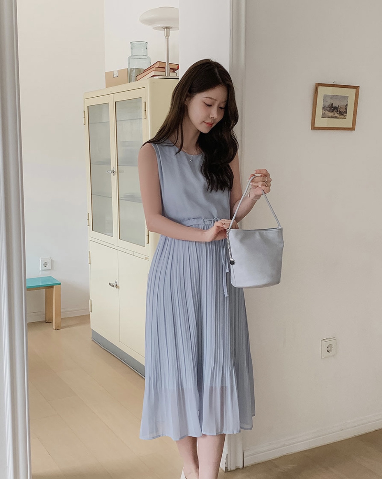 The Ethereal Chiffon Pleated Dress（米黃現貨）