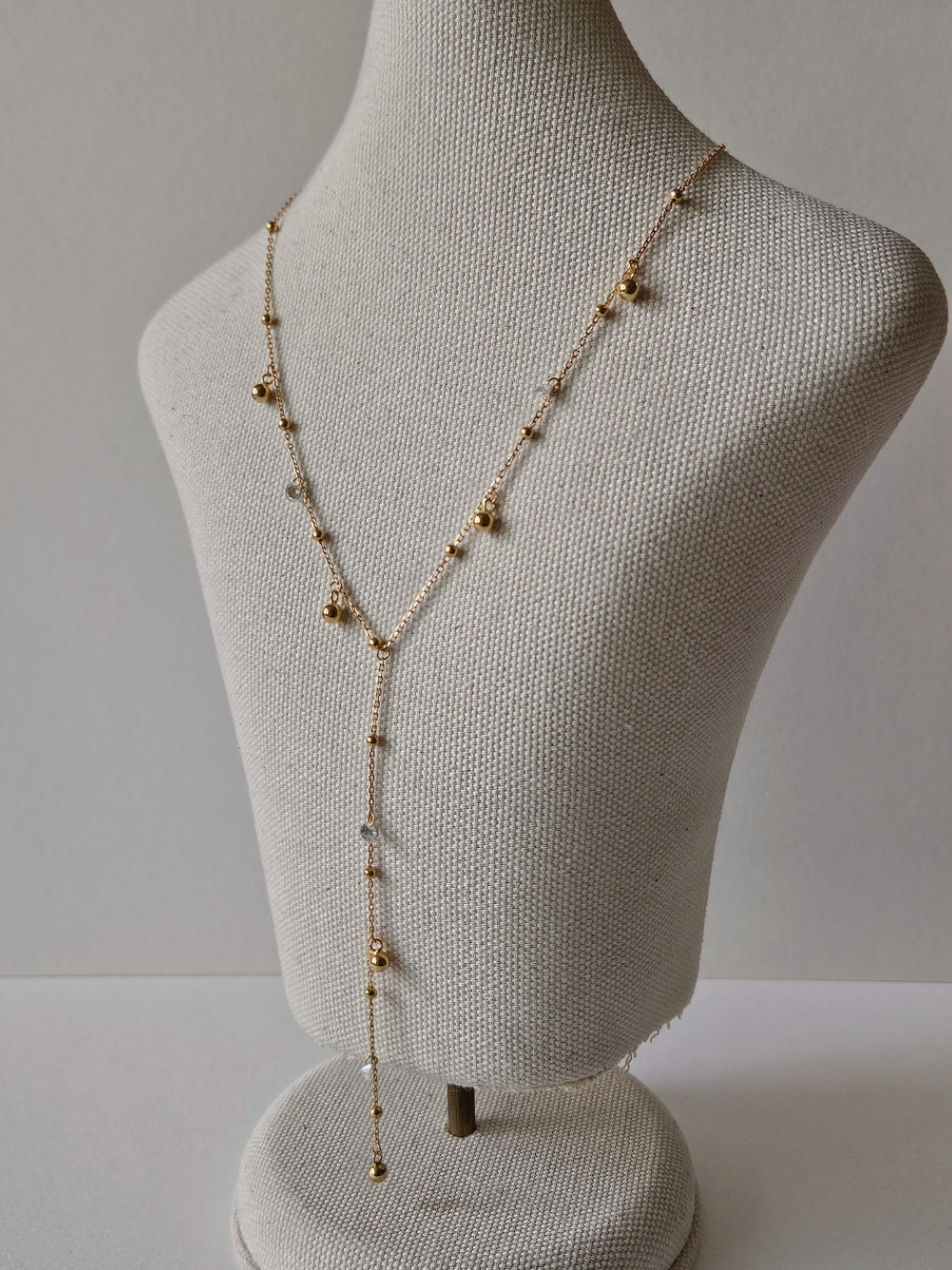 925 Y Drop Silver Ball Cubic Dangle Long Necklace 