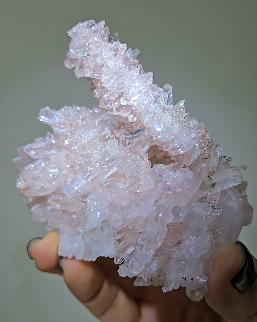 Pink Lemurian quartz with double terminations, rainbows - LQ178