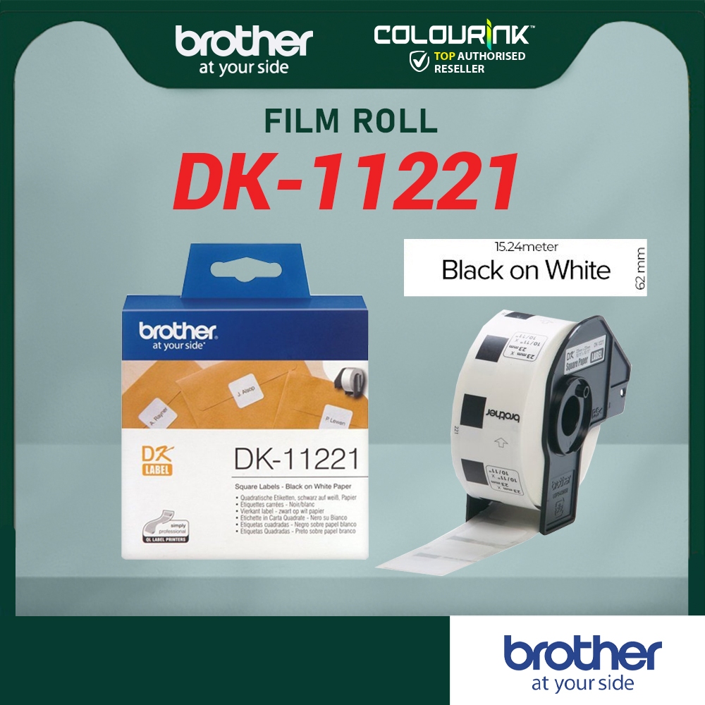 Brother Original Label Film Tape DK11221 Black On White)QL550/QL570/QL700/QL720/QL800/QL820NWB/11221/DK 11221/DK-11221