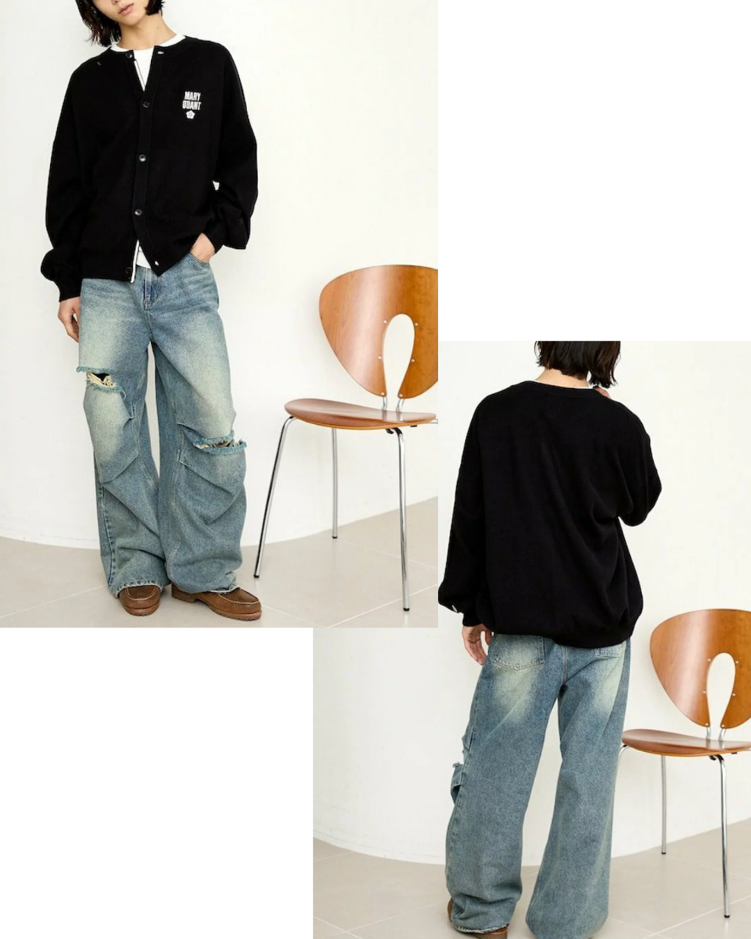 日本代購【 2026新產品 日本直送  MARY QUANT × PUBLUX 限量別注 男女通用 標誌撞色圓領針織冷衫外套 Unisex Bespoke Logo Crew Neck Knit Cardigan 】