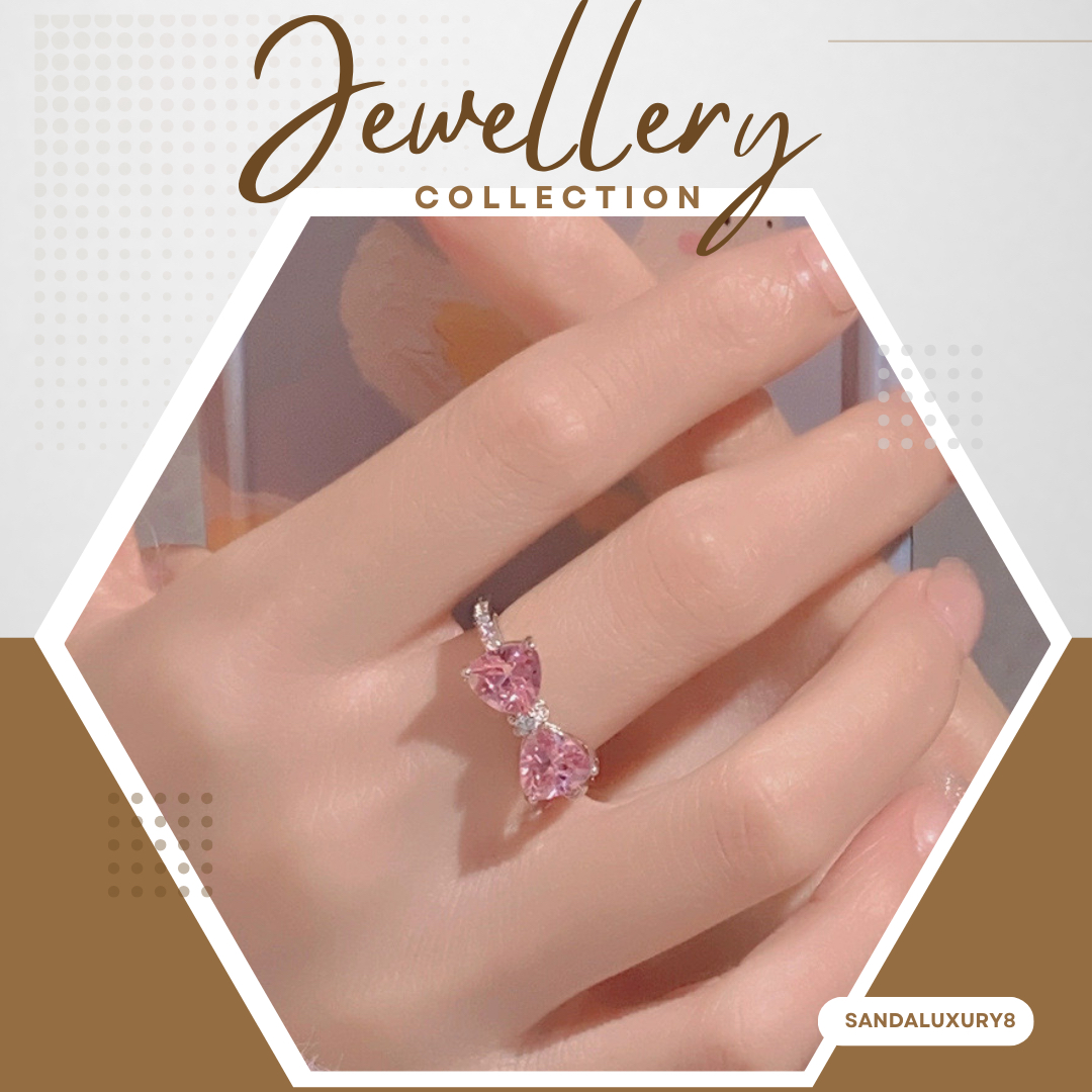 Pink Heart Bow Ring