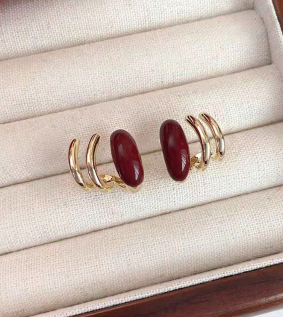 Crimson Coil Unique Earrings