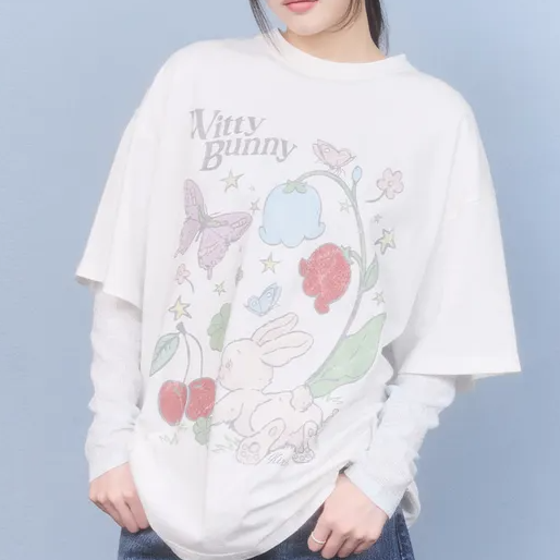 [KIRSH] Witty Bunny Over-fit T-shirt (2種)