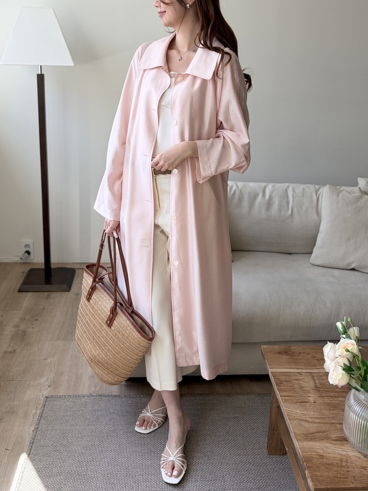 Silky Belted Trench Coat (Pink)