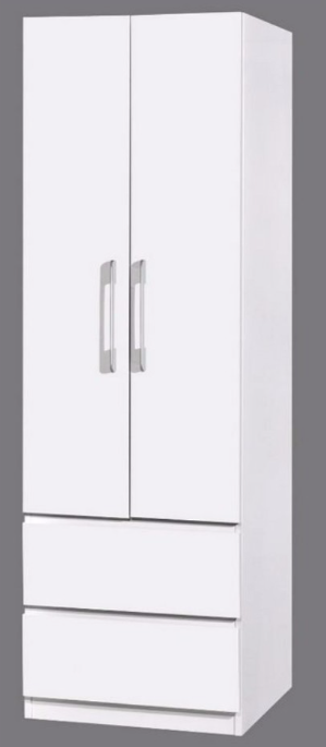 HH-2800-237/亮光白色雙門雙斗衣柜600x580x2130mm