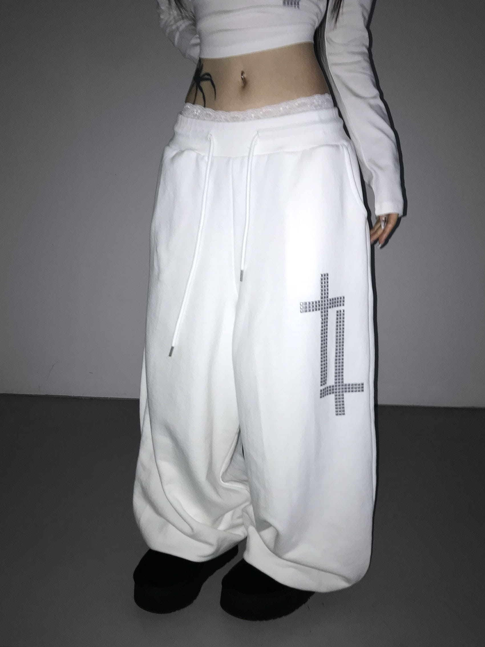 Cross Studded Cuffed Sweatpants