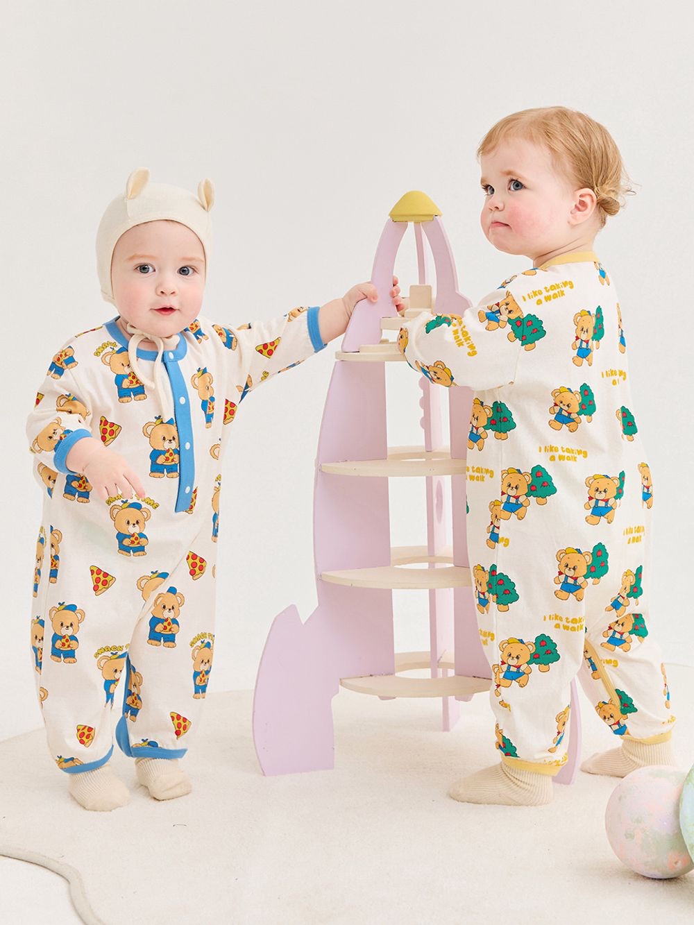 🌸預訂 韓國直送🌸🇰🇷Milk Baby兩色小熊滿印長袖連身服