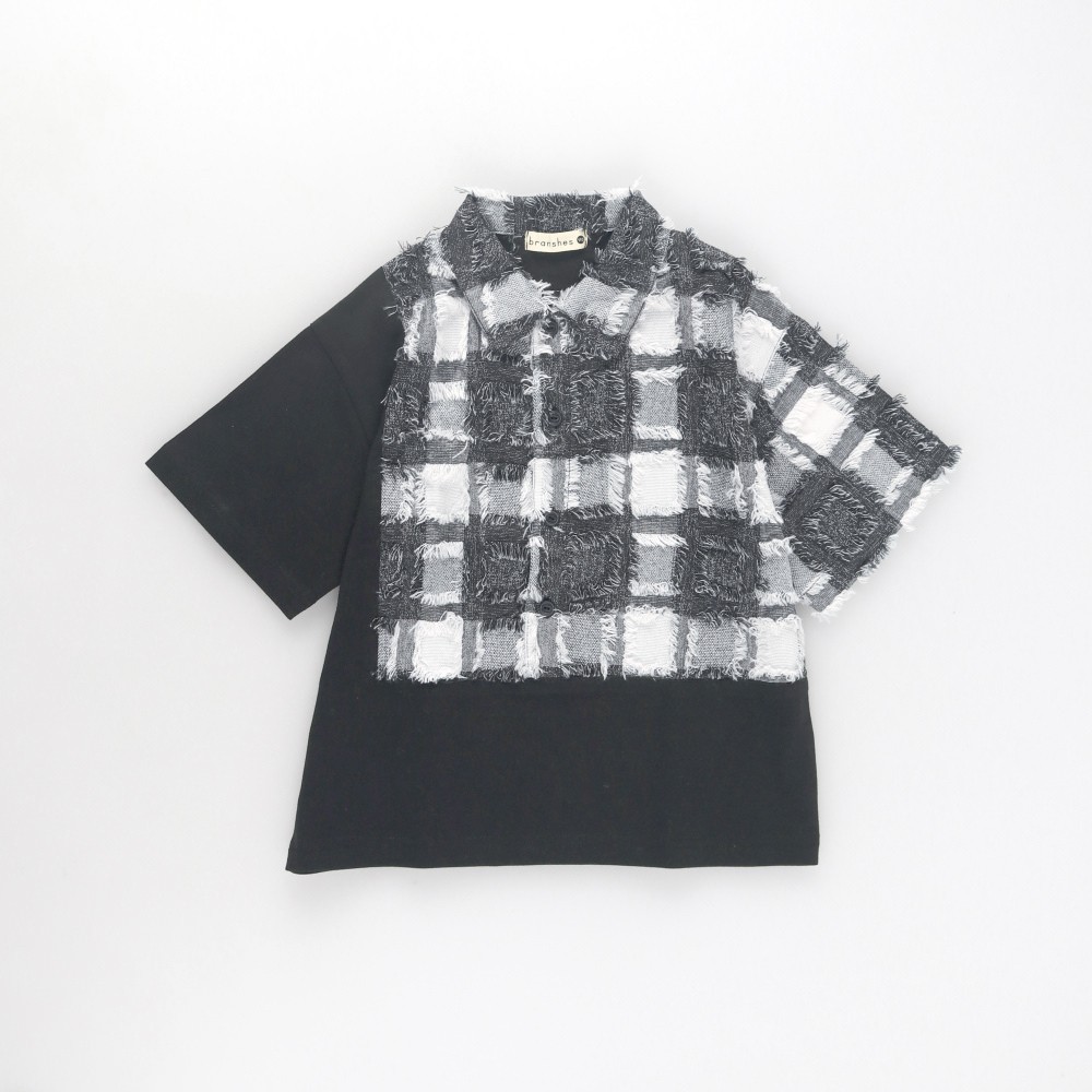 🆕【⭐訂購⭐】🇯🇵 日本直送 🌀🇯🇵 日本直送🇯🇵 3D浮紗提花格紋 襯衫式短袖Tee［2款選］🌀 [ELCA-0118][260403]