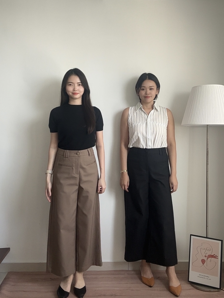 S1980 Wide Leg Long Pants - Black & Brown