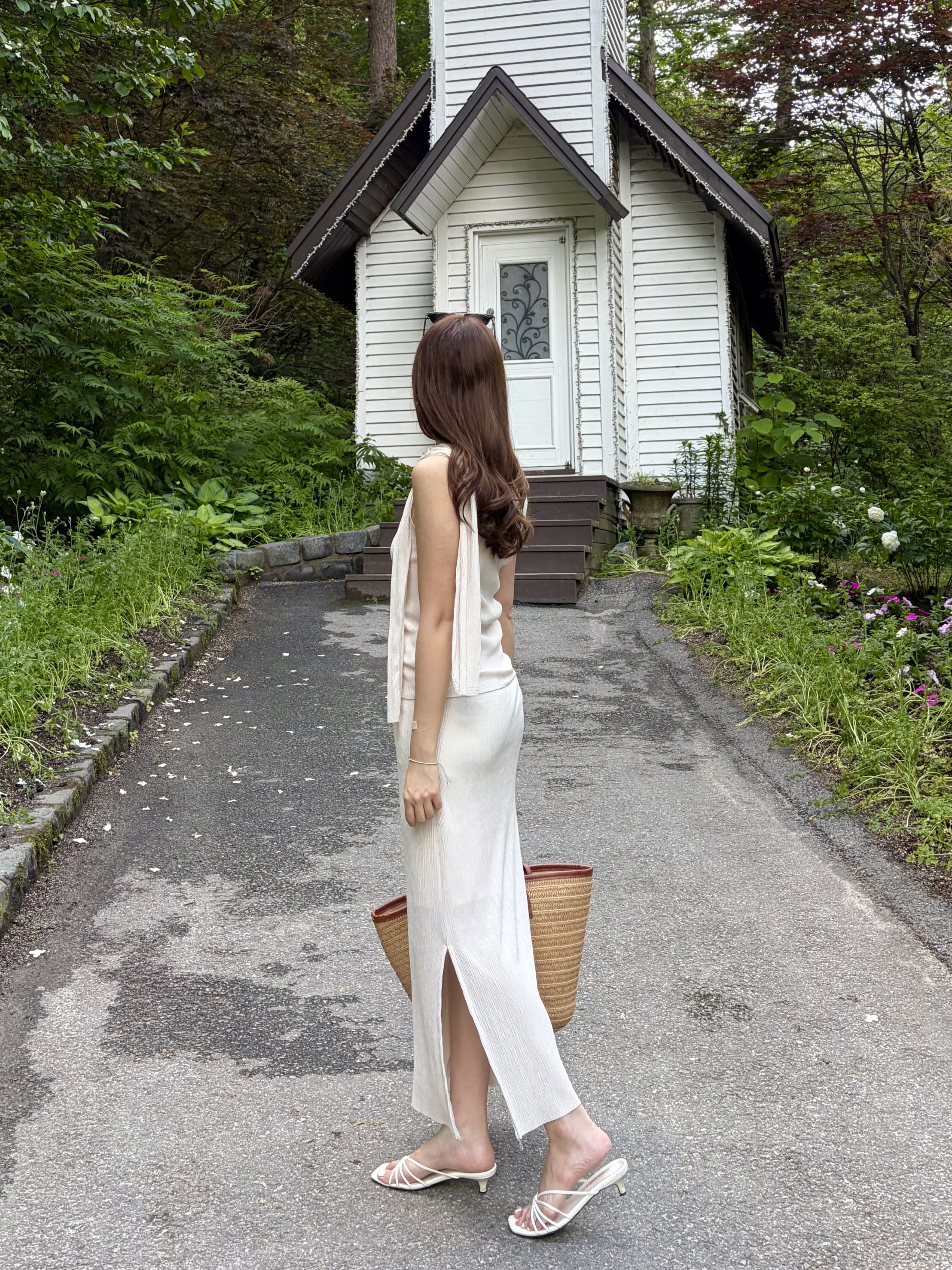 Summer Pleated Scarf Set (Ivory)