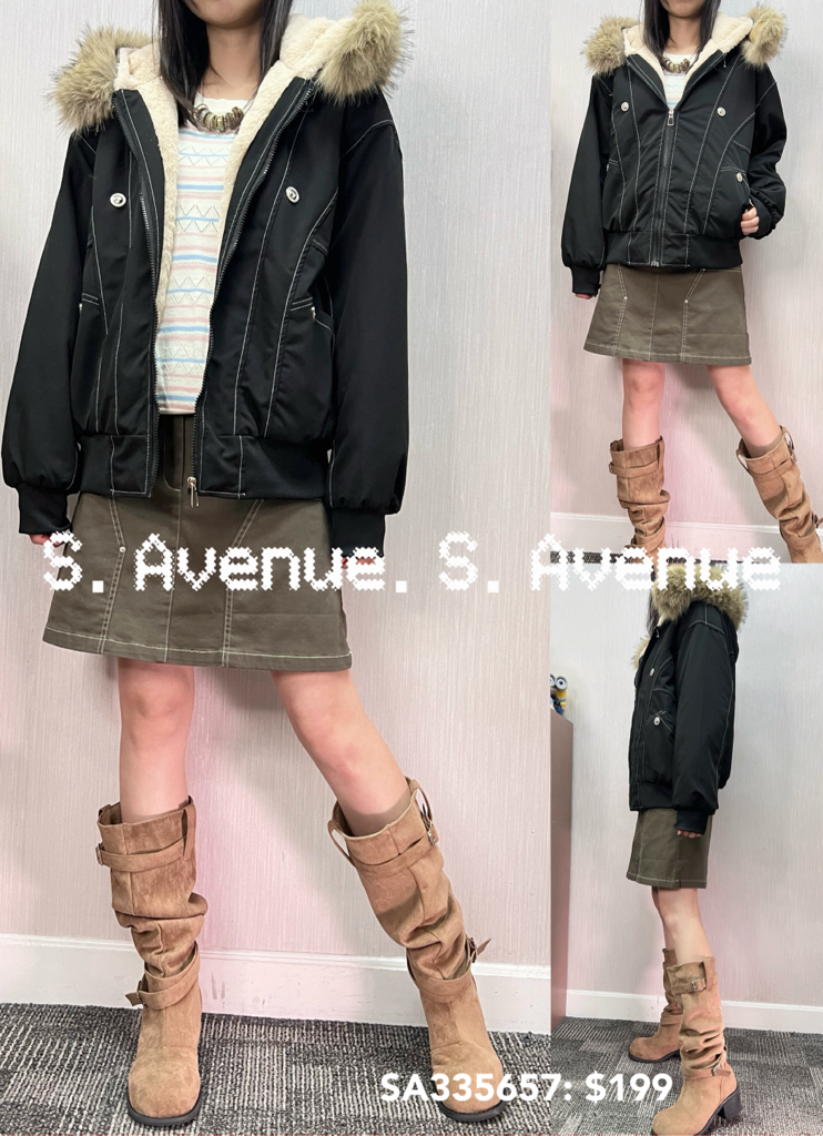 SA335657: 長袖有毛毛帽內里毛毛褸