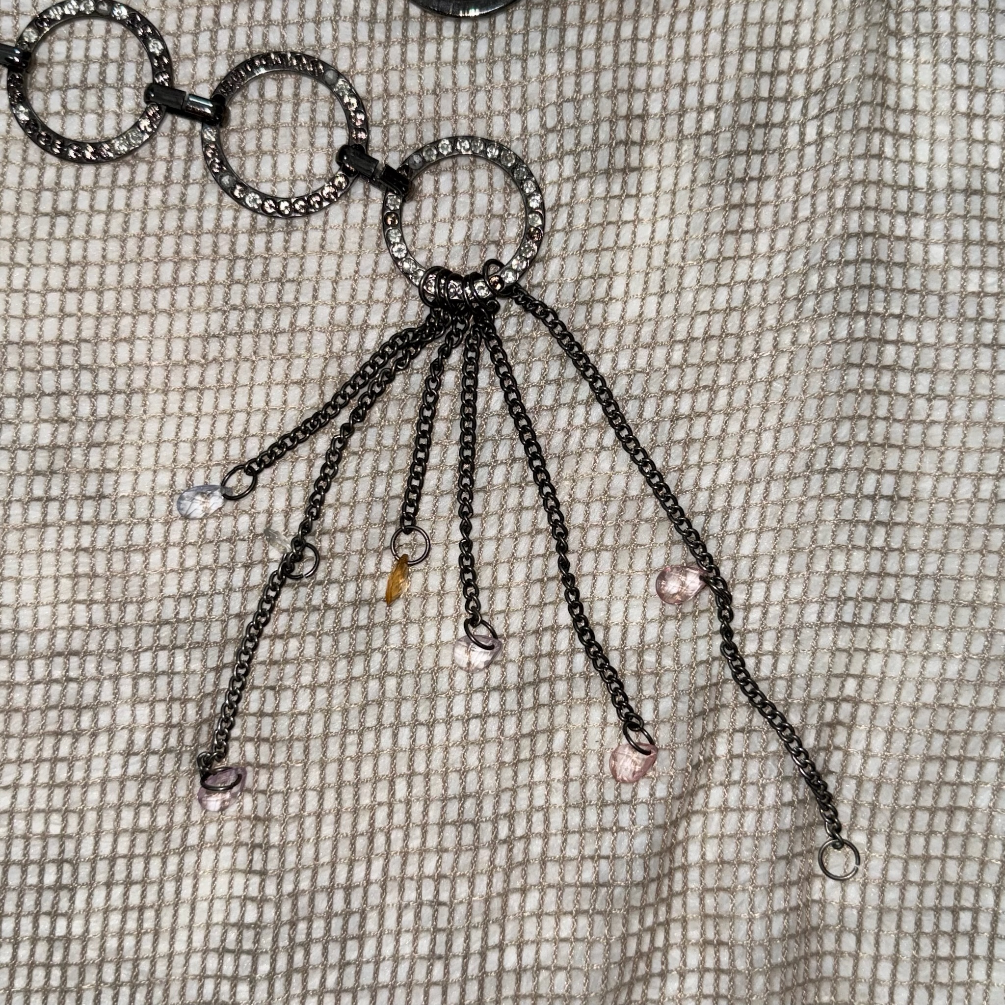 Vintage Braided Mixed-Metal Chain O-Ring Fringe Belt