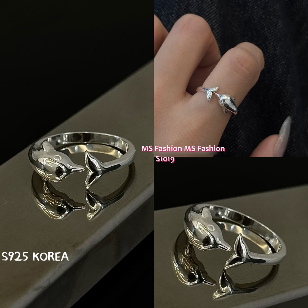 S1019 韓國🇰🇷S925純銀可愛海豚戒指