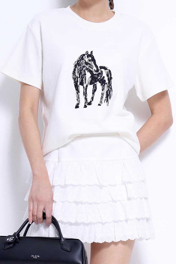 CS1413 COTTON LACEY TIERED SKIRT